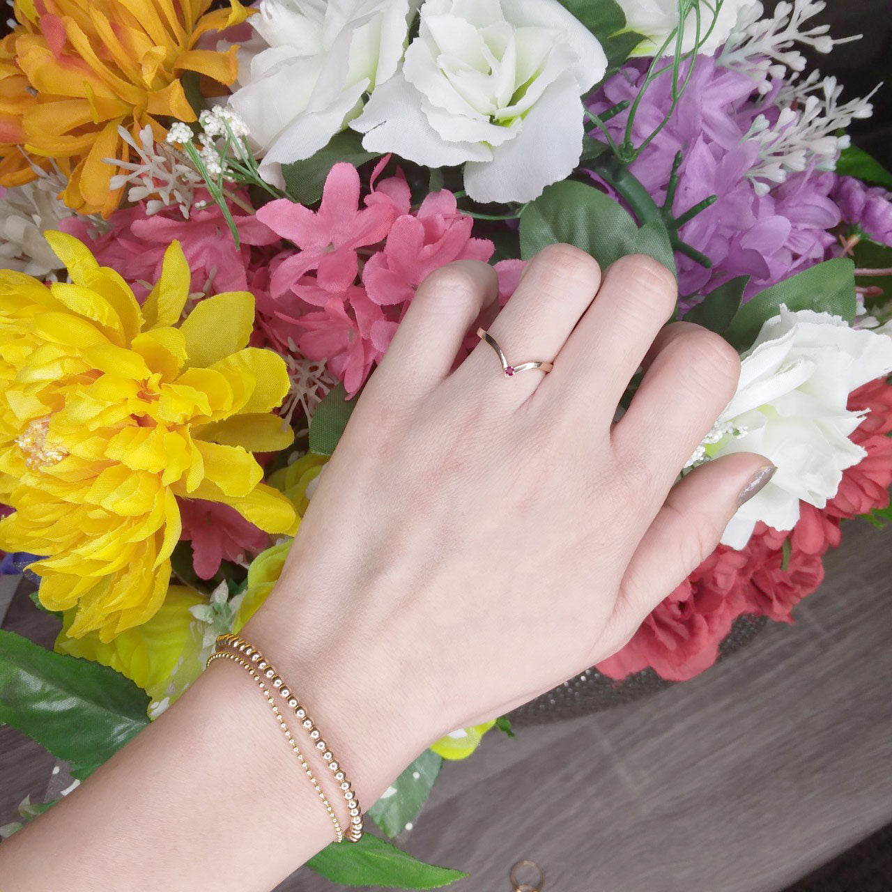 1.6MM CHEVRON NATURAL RUBY RING