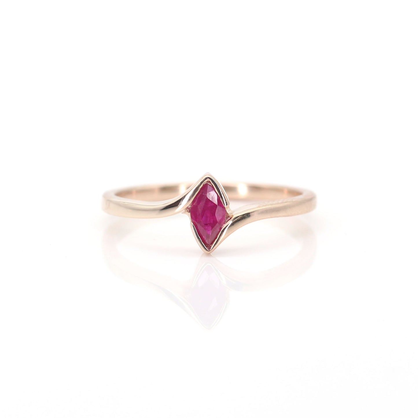 14K MARQUISE RUBY BEZEL BAND