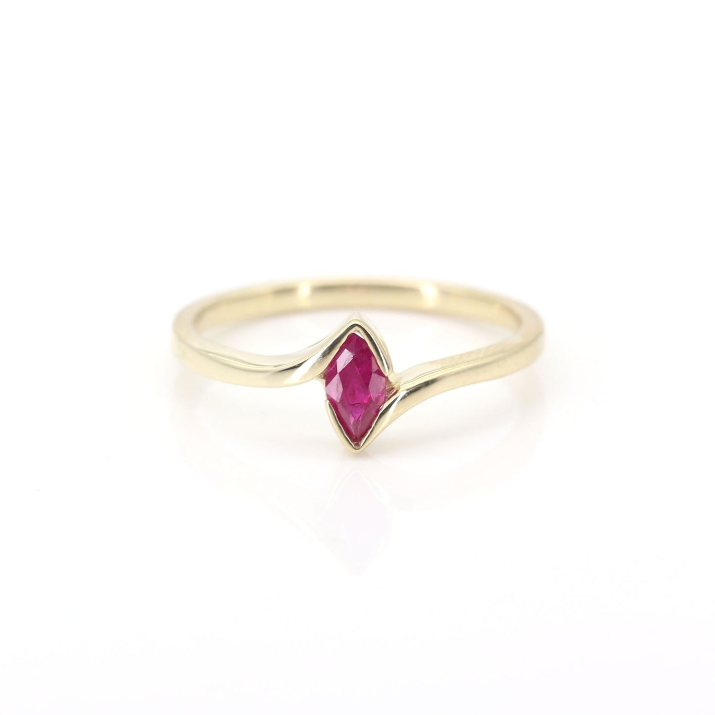 14K MARQUISE RUBY BEZEL BAND