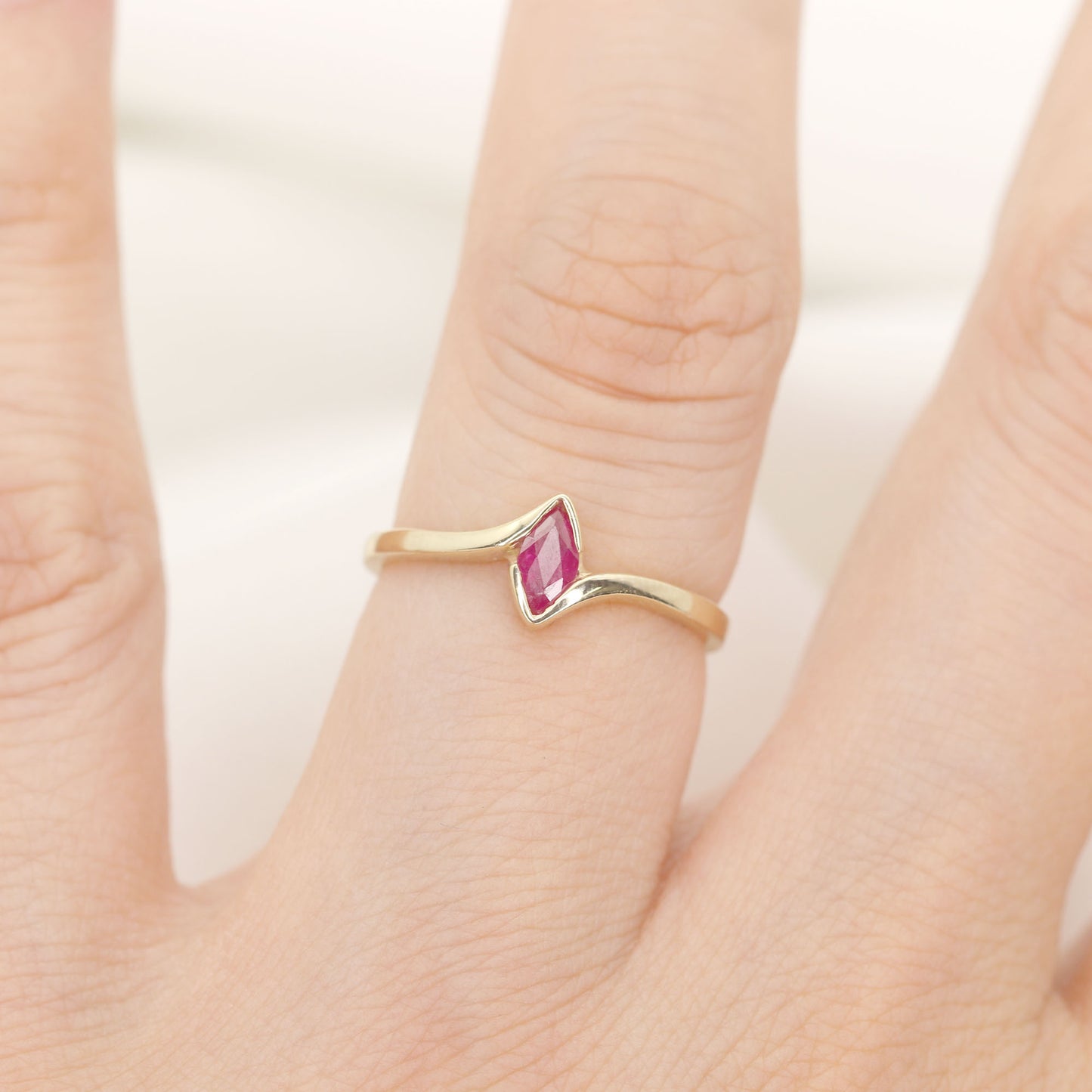 14K MARQUISE RUBY BEZEL BAND