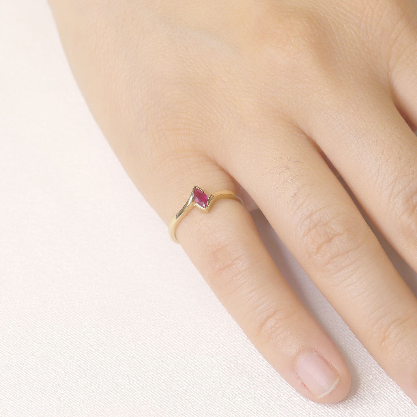 14K MARQUISE RUBY BEZEL BAND