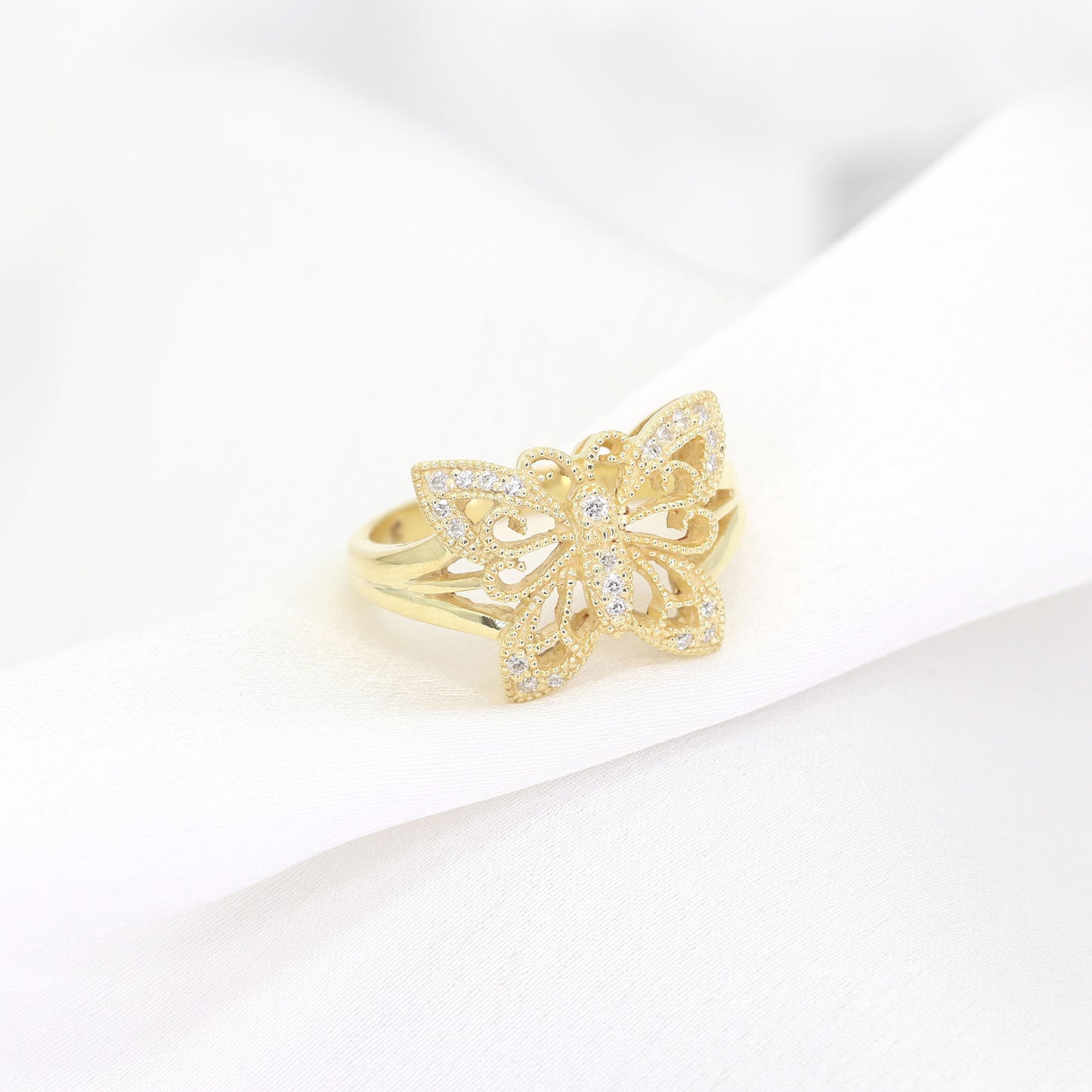 14K DIAMOND BUTTERFLY RING