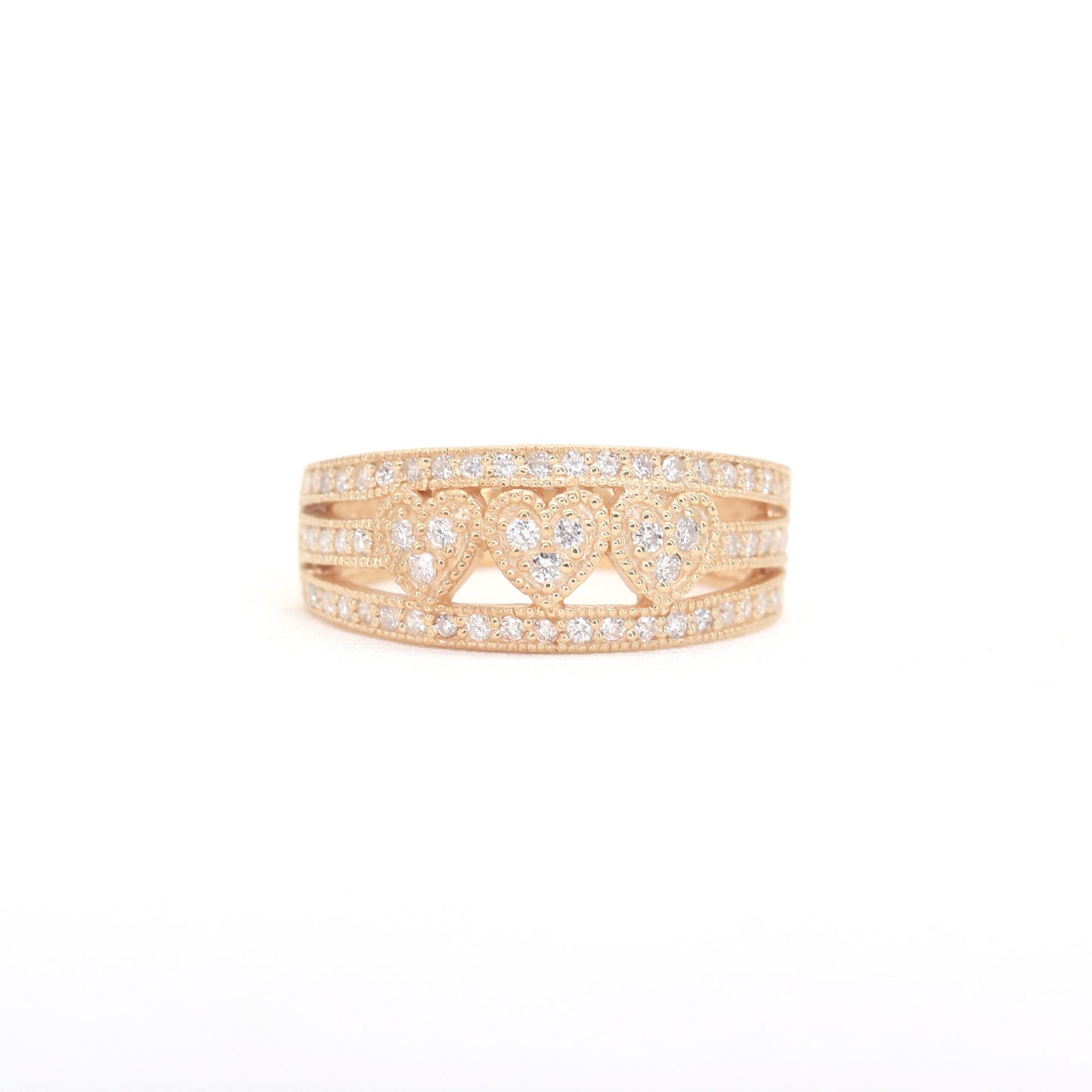 14K HEART DIAMOND WEDDING BAND
