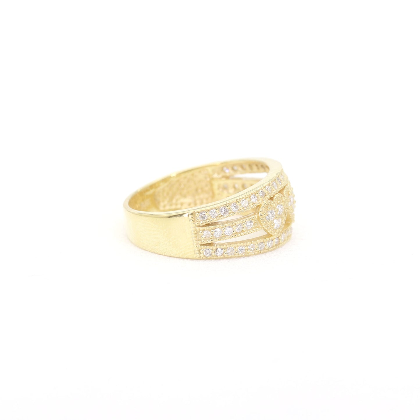 14K HEART DIAMOND WEDDING BAND