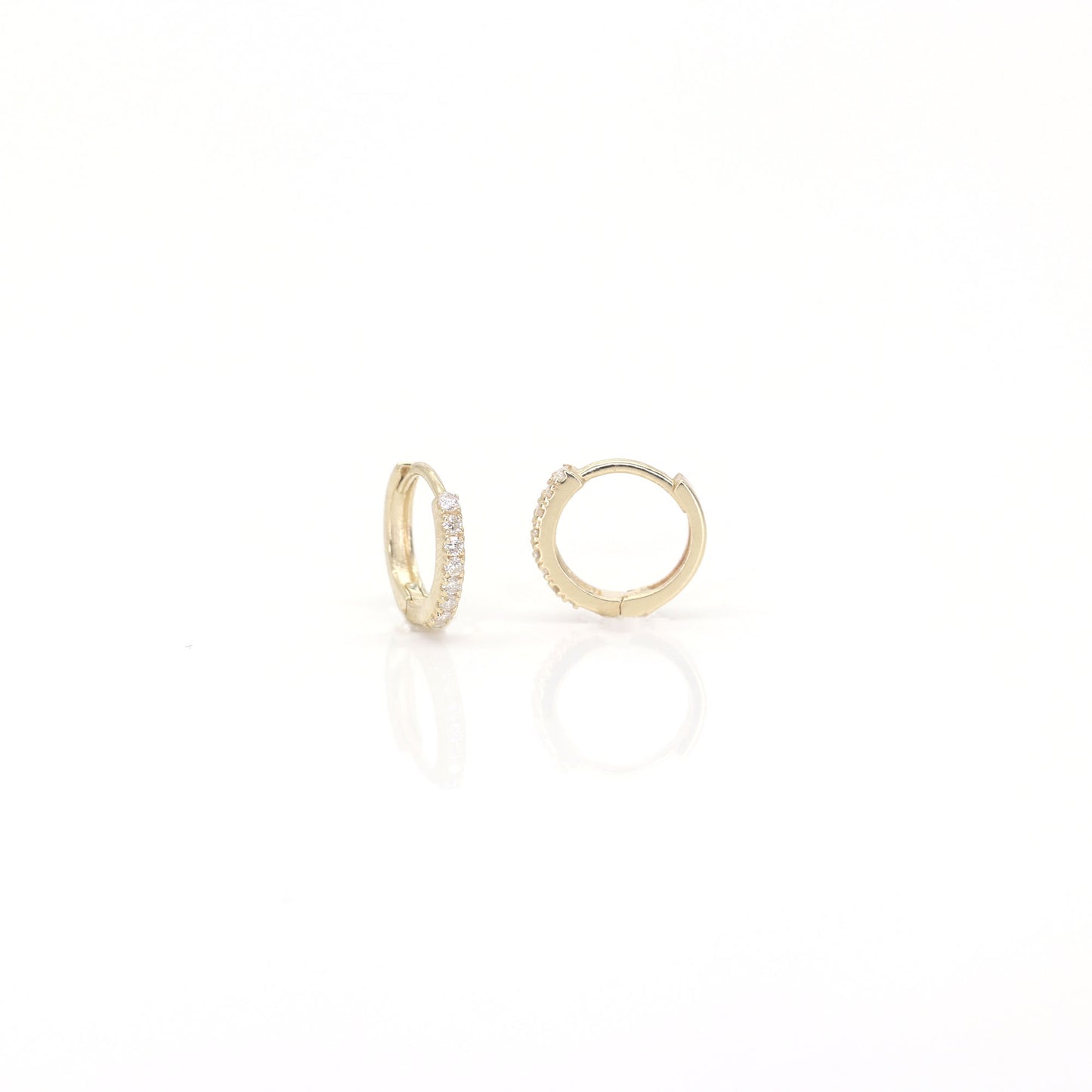 14k 8 DIAMOND TINY HOOP EARRING