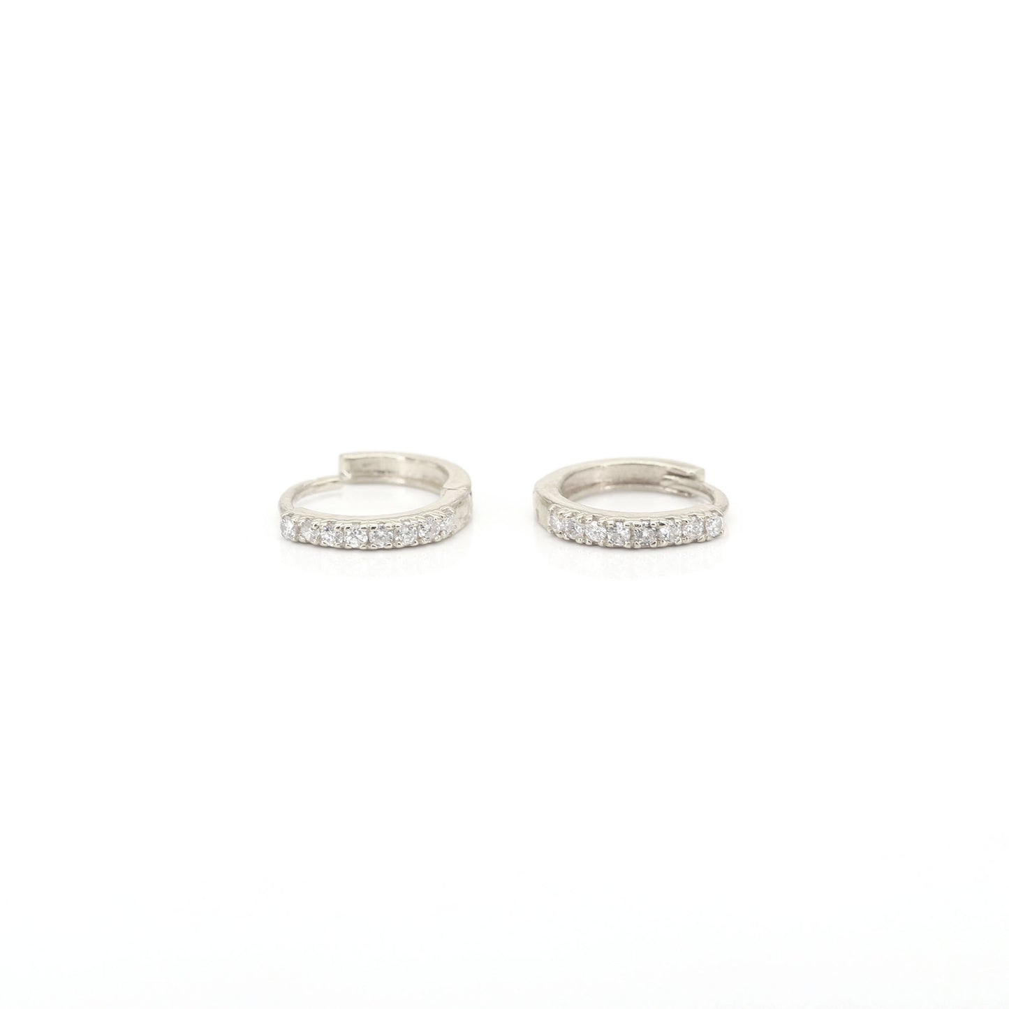 14k 8 DIAMOND TINY HOOP EARRING