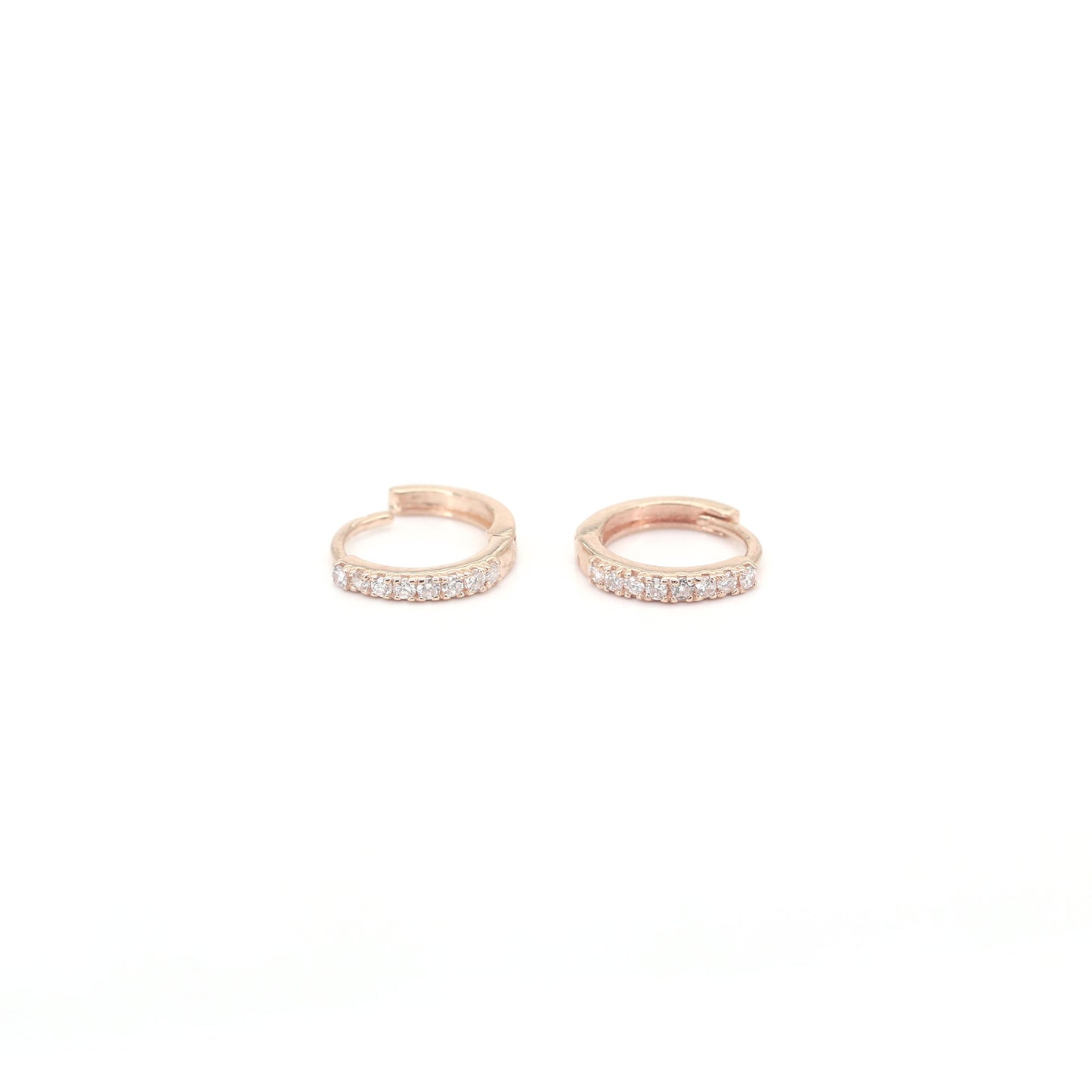 14k 8 DIAMOND TINY HOOP EARRING