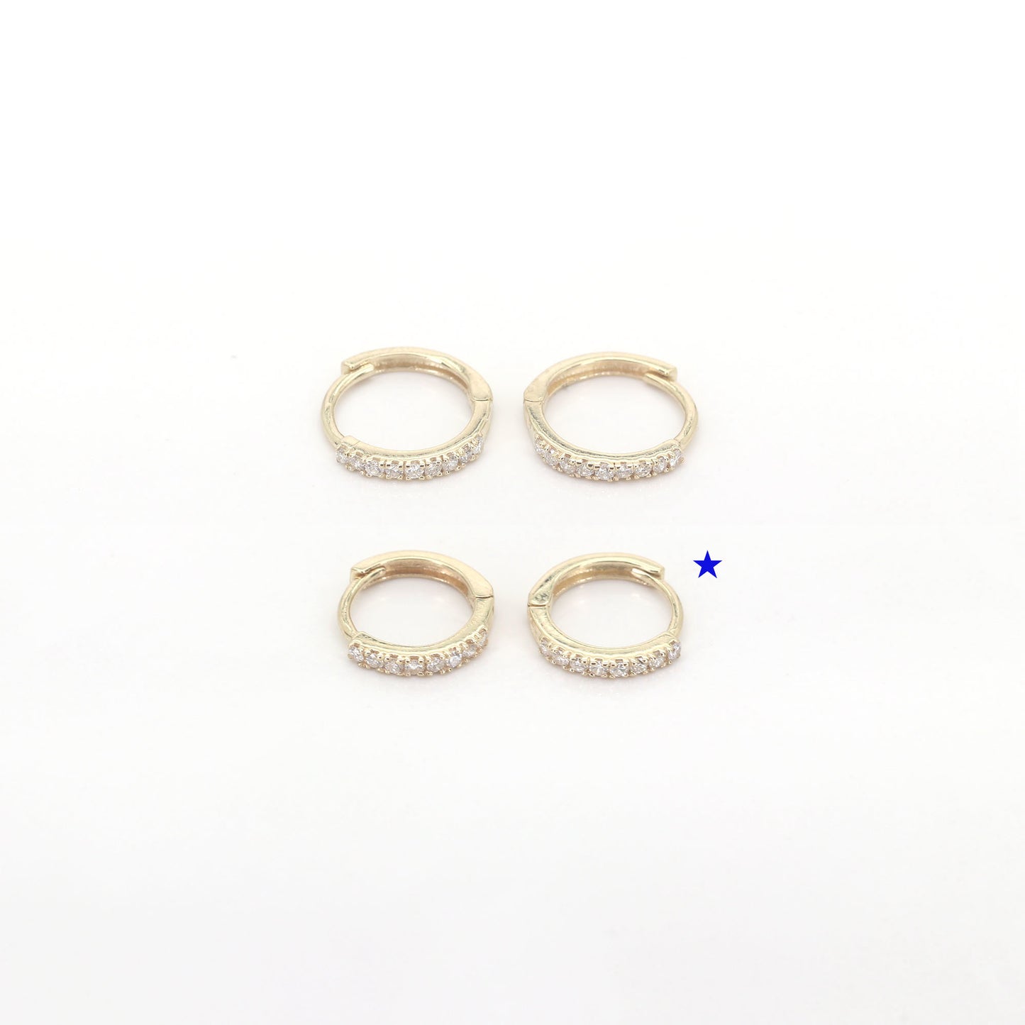 14k 8 DIAMOND TINY HOOP EARRING