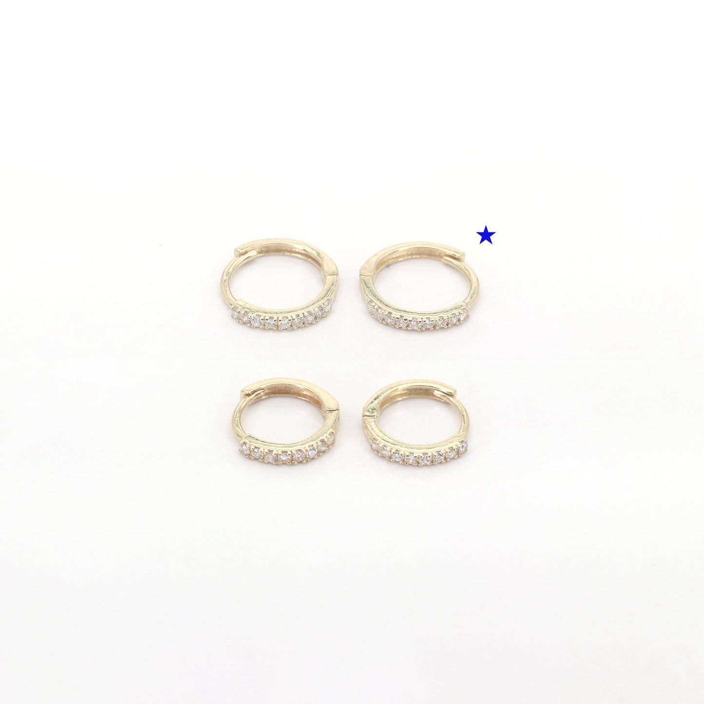 14k 9 DIAMOND TINY HOOP EARRING