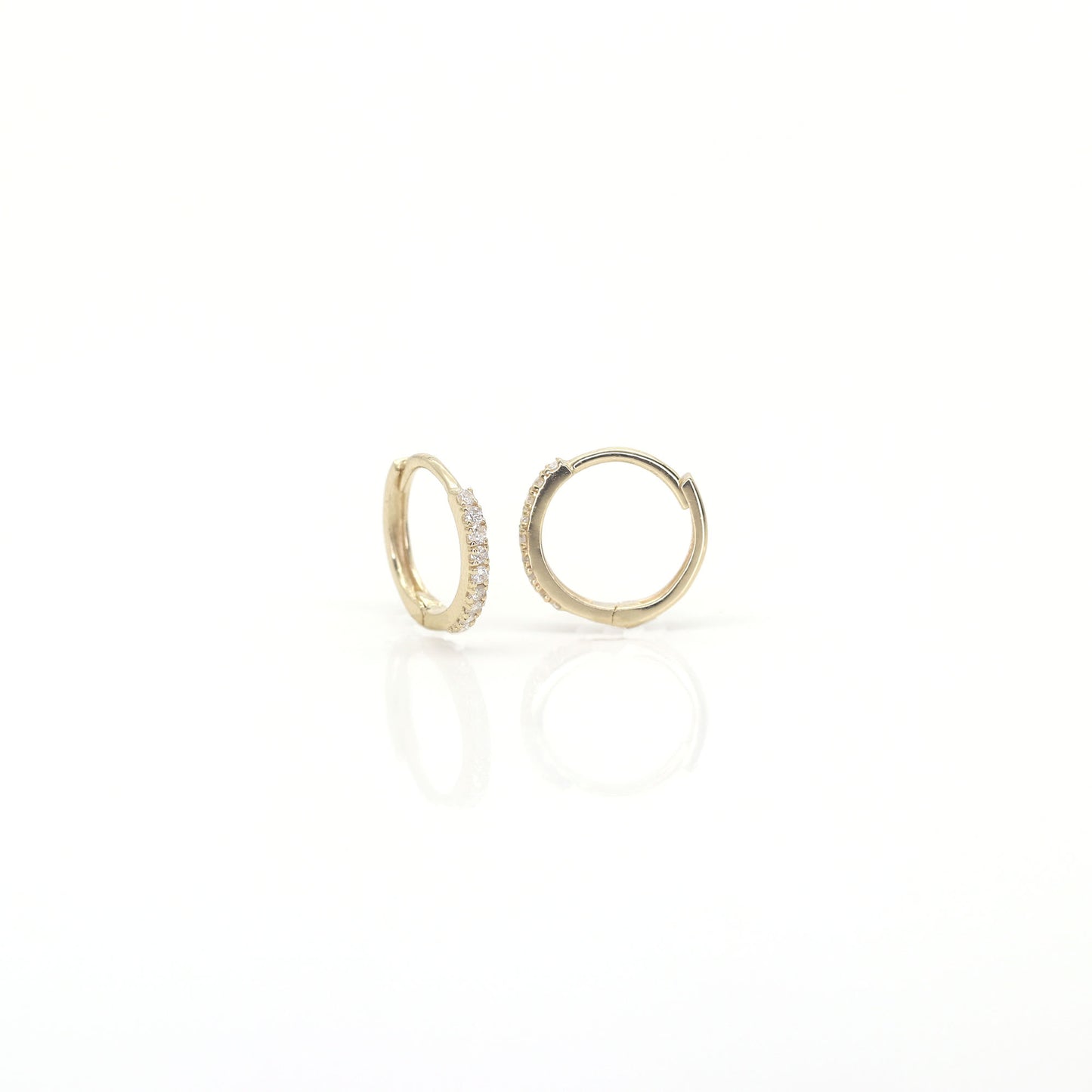 14k 9 DIAMOND TINY HOOP EARRING