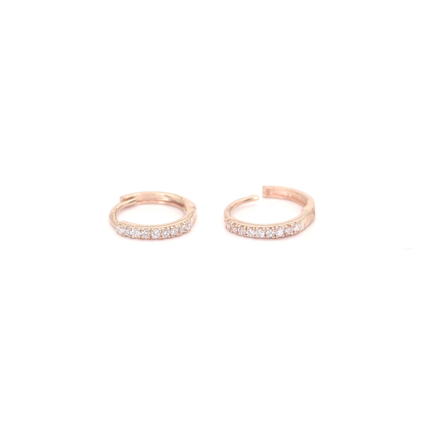 14k 9 DIAMOND TINY HOOP EARRING