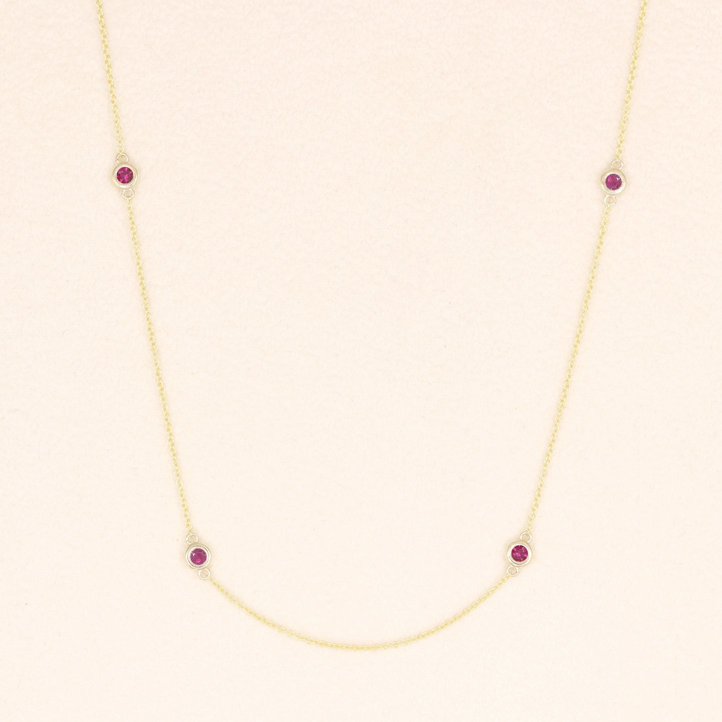 14K 4 RUBY BY THE YARD NECKLACE