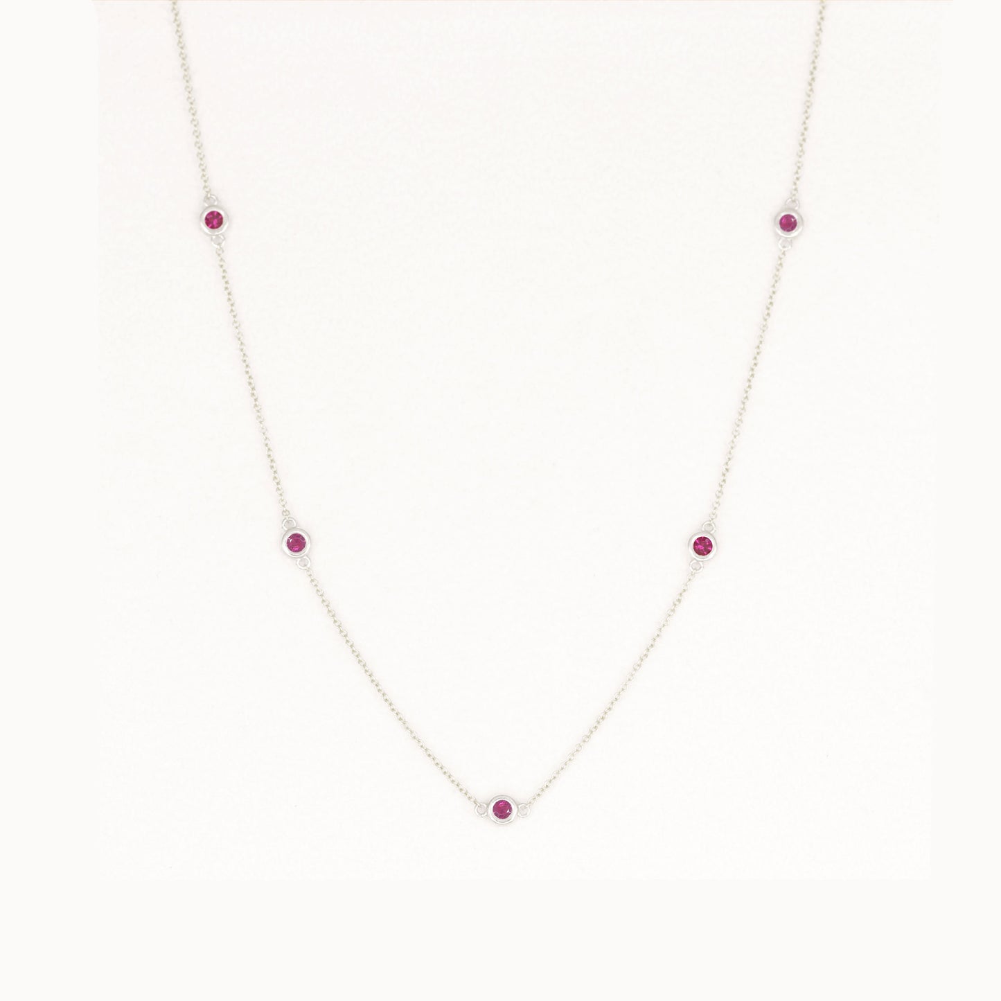 14K 5 RUBY BY THE YARD NECKLACE