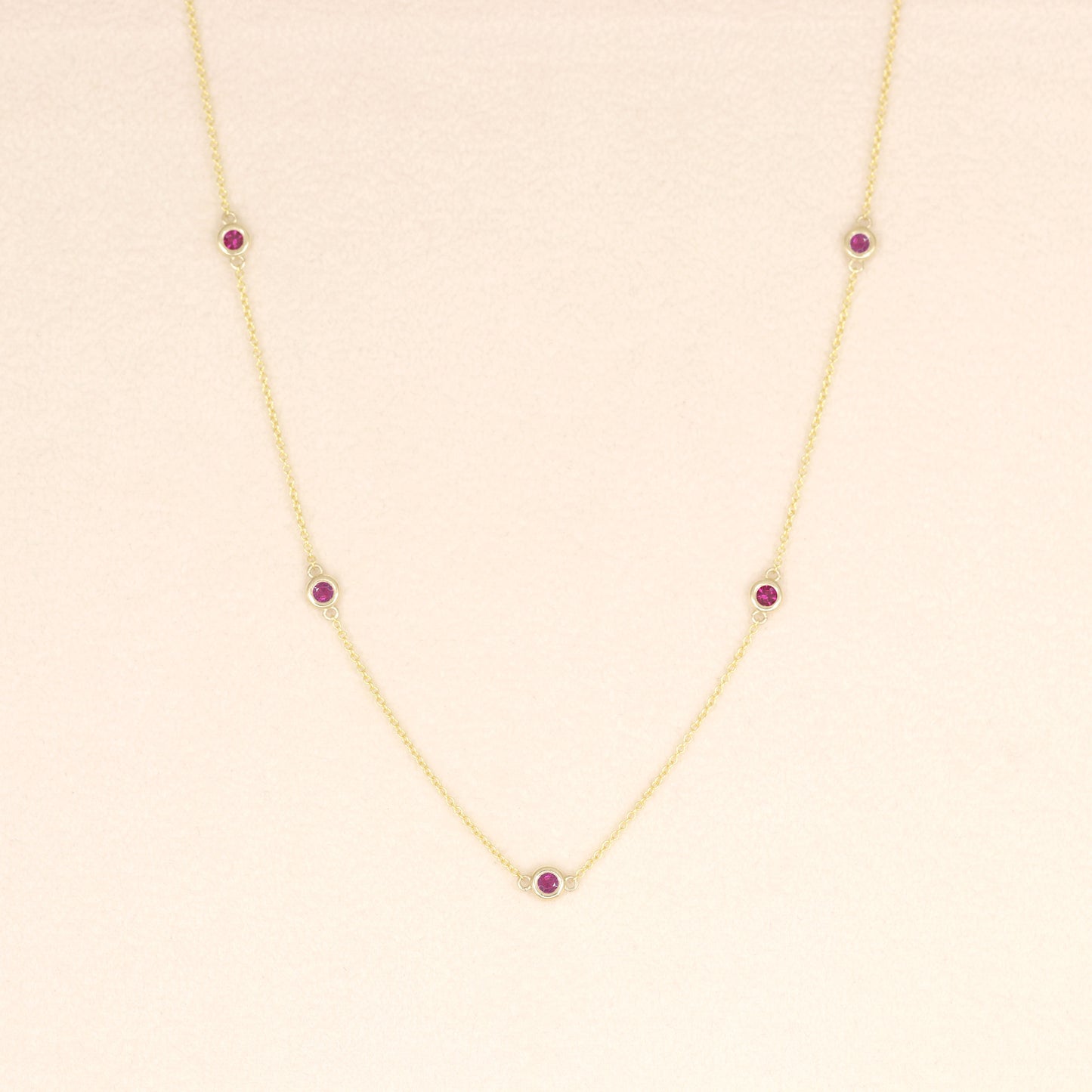 14K 5 RUBY BY THE YARD NECKLACE