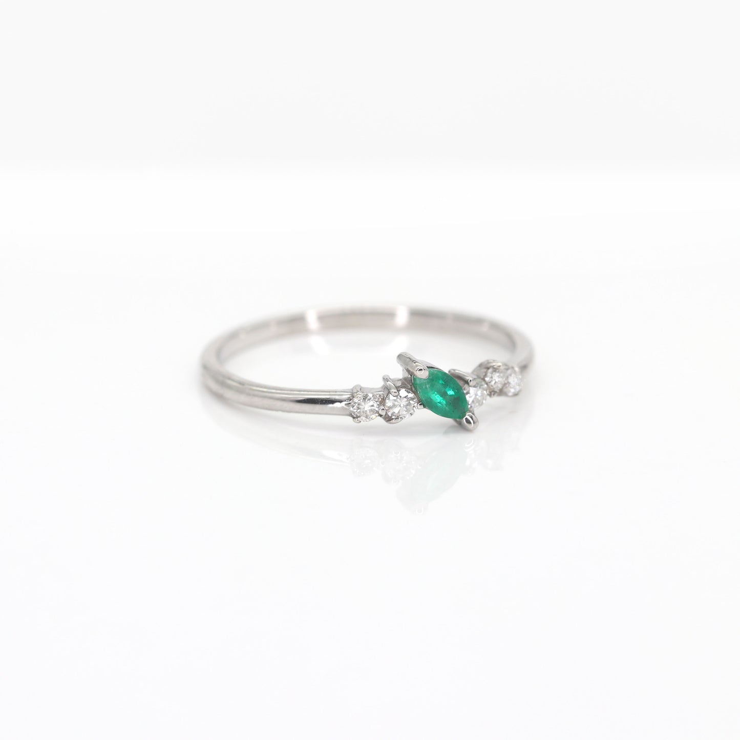 14K 1 MARQUISE EMERALD DIAMOND CLUSTER BAND