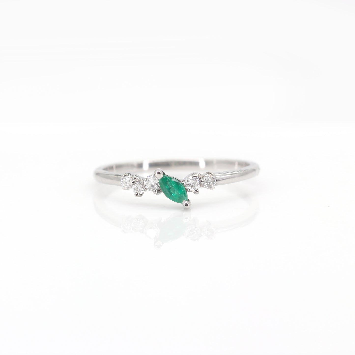 14K 1 MARQUISE EMERALD DIAMOND CLUSTER BAND