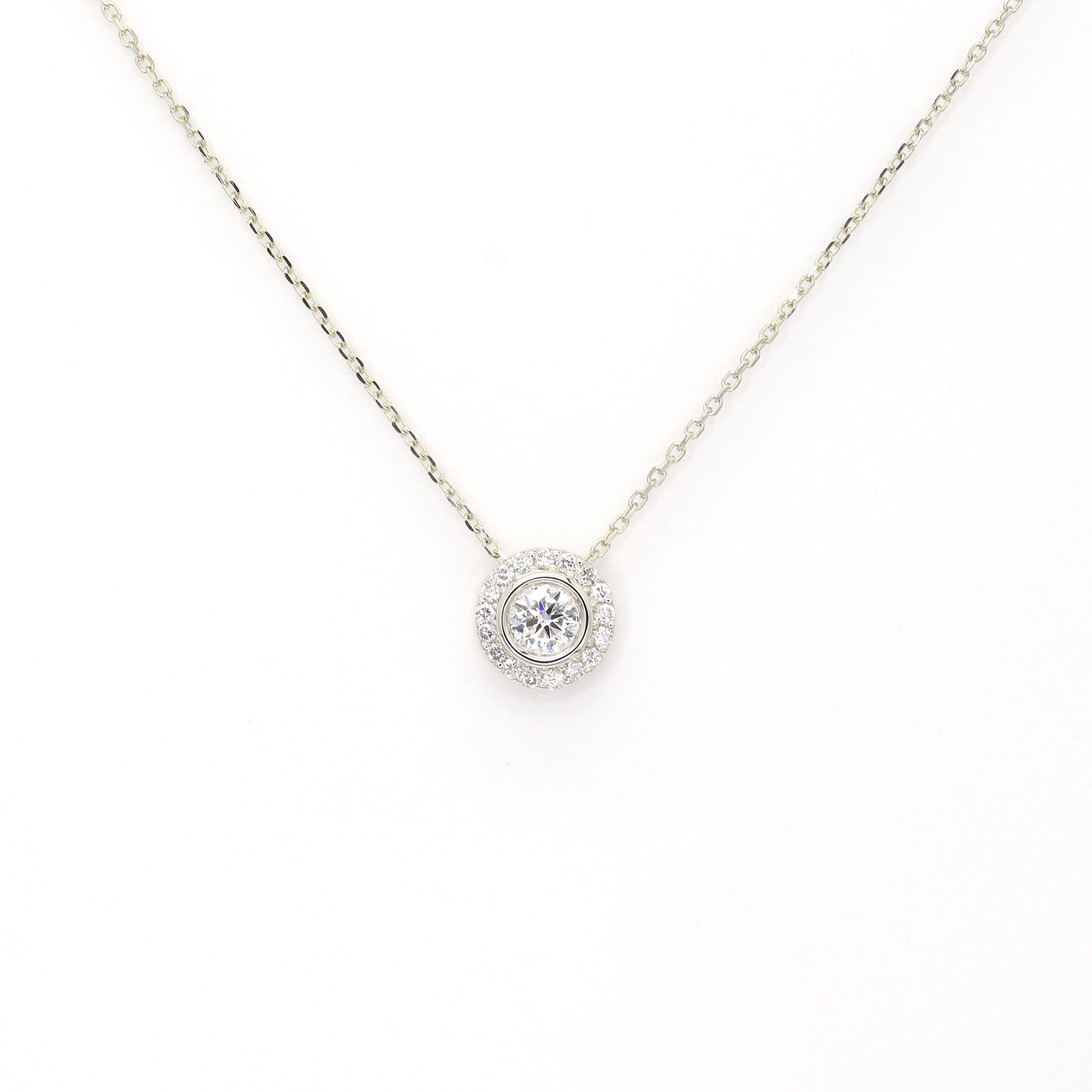 14K 0.47CT DIAMOND HALO NECKLACE