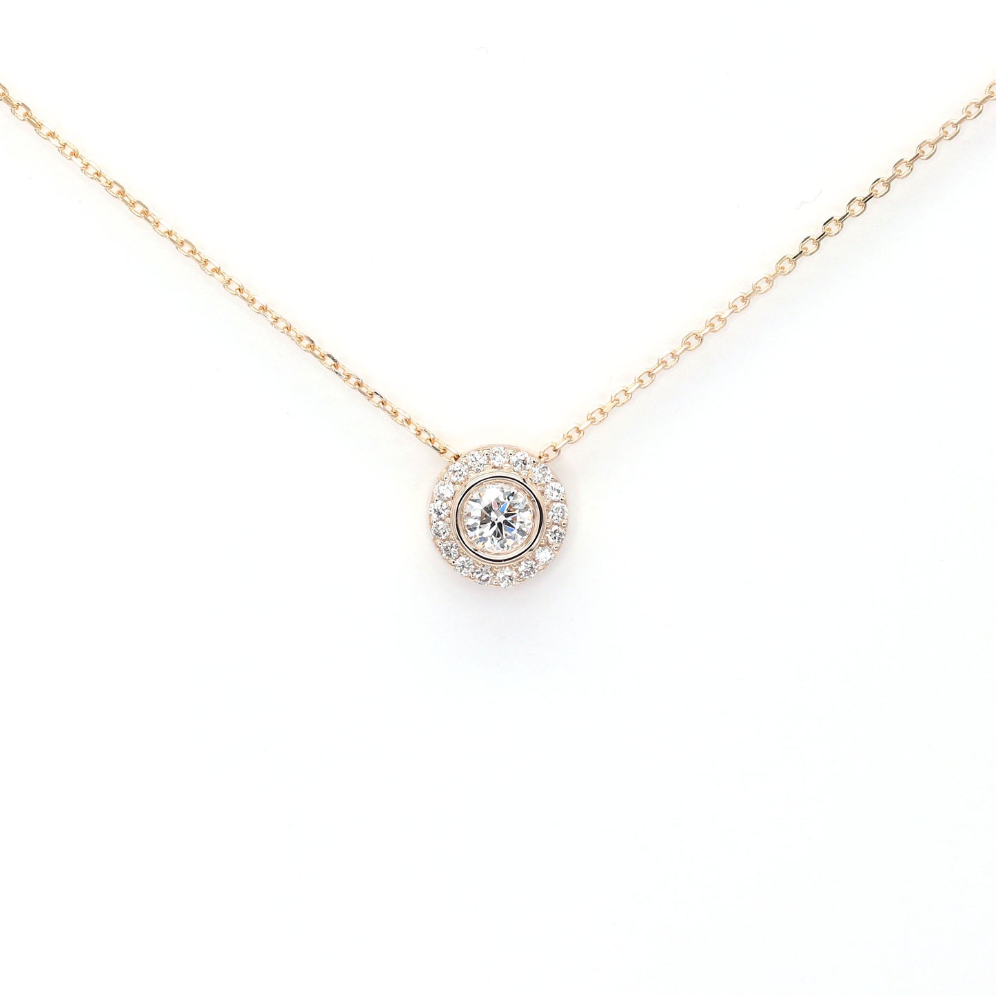 14K 0.47CT DIAMOND HALO NECKLACE