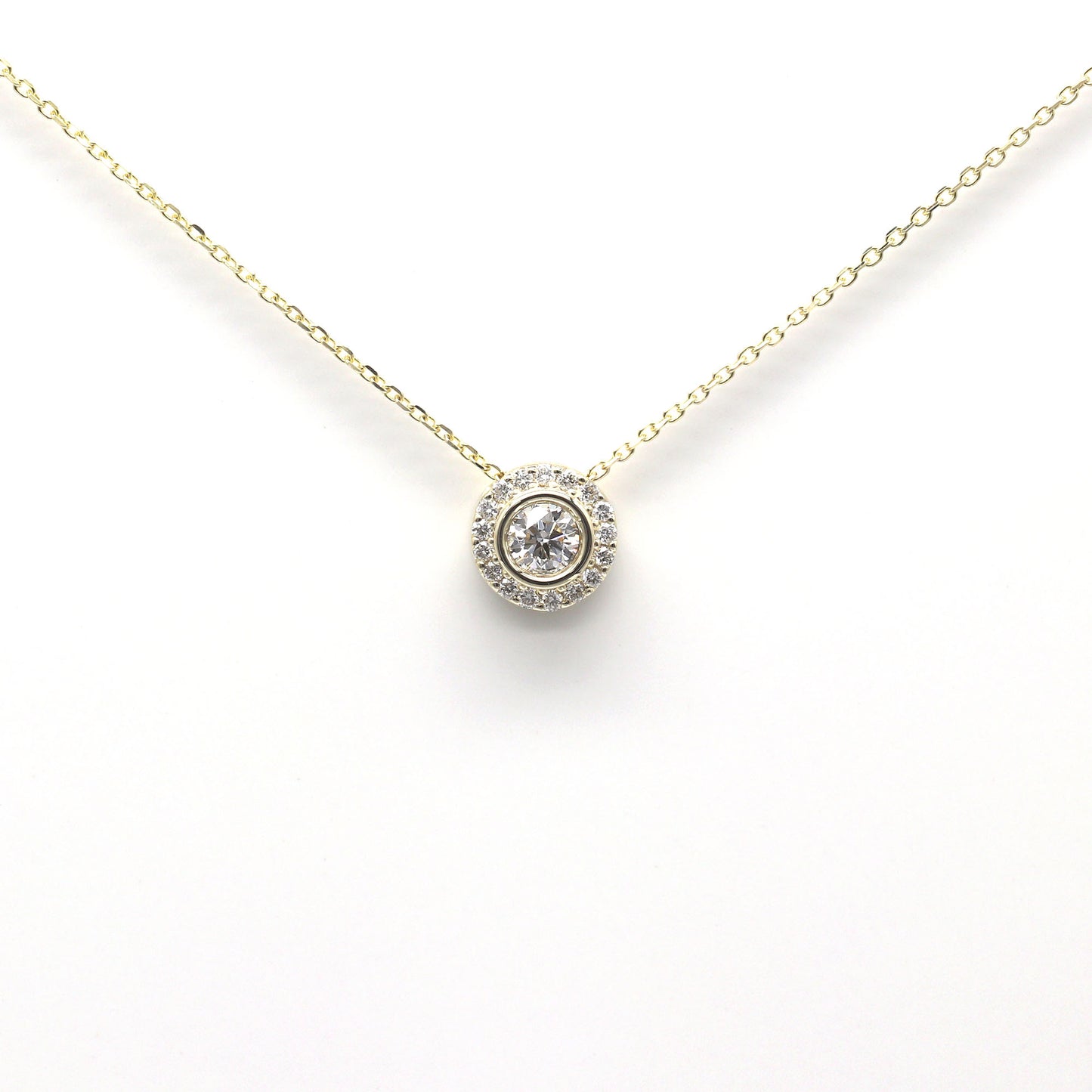 14K 0.47CT DIAMOND HALO NECKLACE