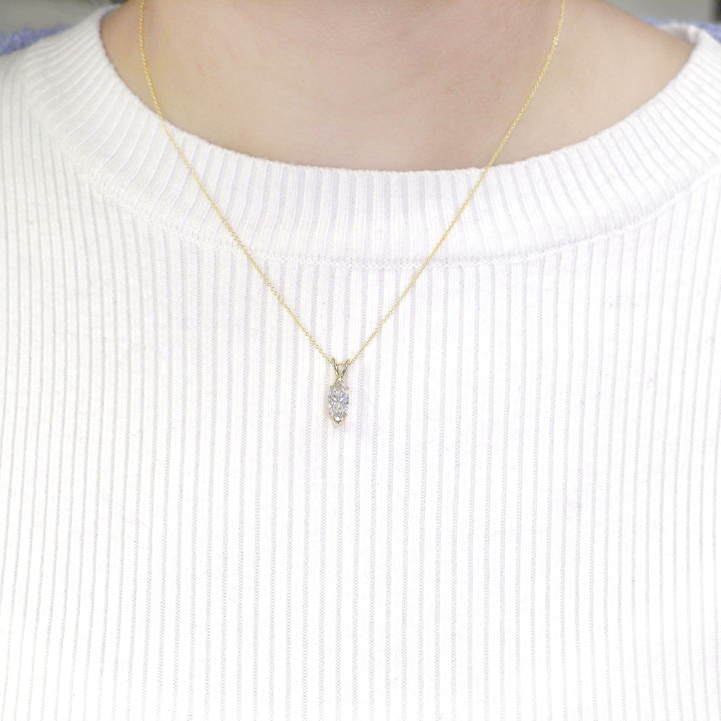 14k 1.0ct MARQUISE LAB GROWN DIAMOND NECKLACE