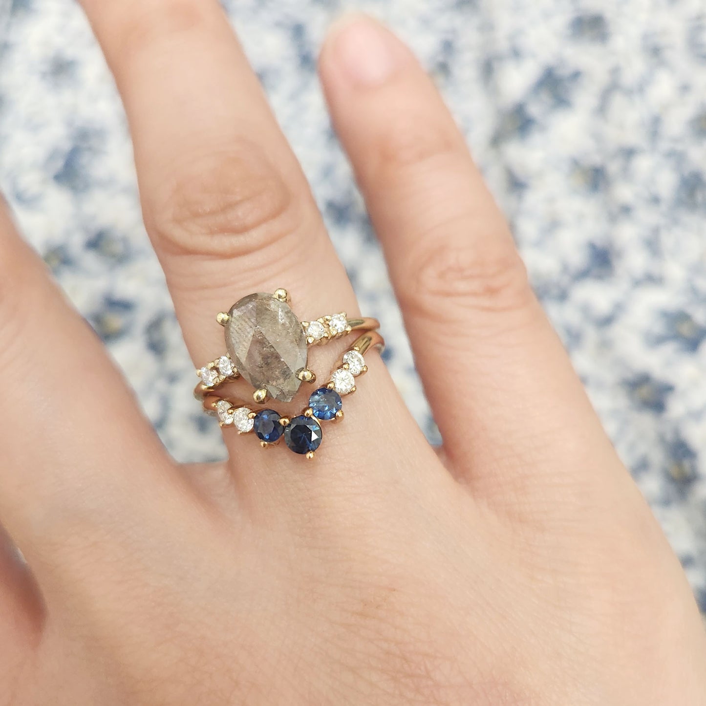 14K 1.84ct SALT AND PEPPER DIAMOND RING