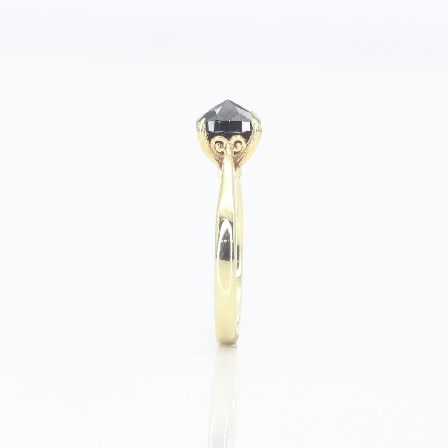 14K 1.71ct SALT AND PEPPER SOLITAIRE ENGAGEMENT RING