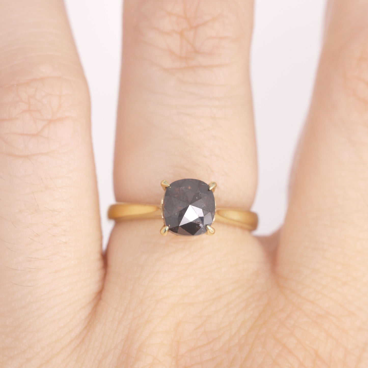 14K 1.71ct SALT AND PEPPER SOLITAIRE ENGAGEMENT RING