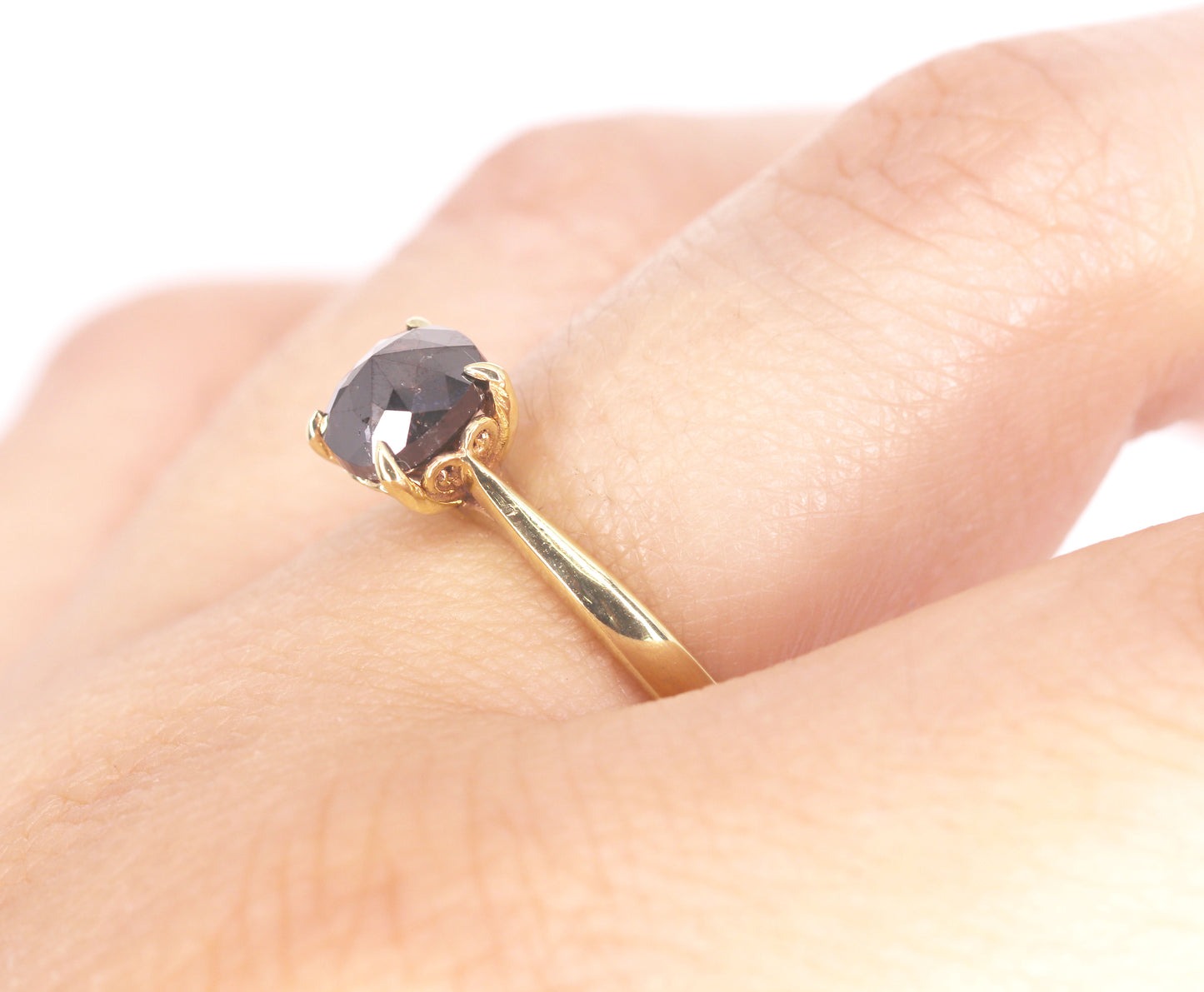 14K 1.71ct SALT AND PEPPER SOLITAIRE ENGAGEMENT RING