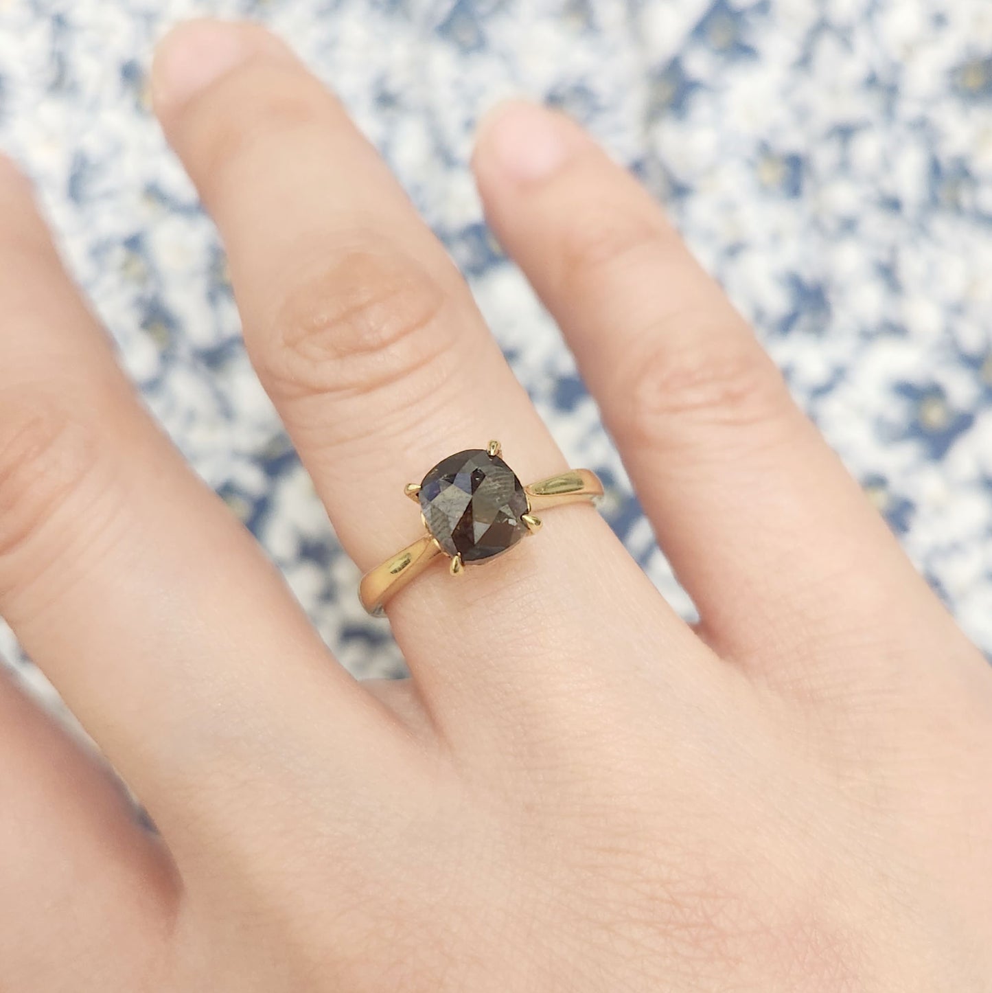 14K 1.71ct SALT AND PEPPER SOLITAIRE ENGAGEMENT RING
