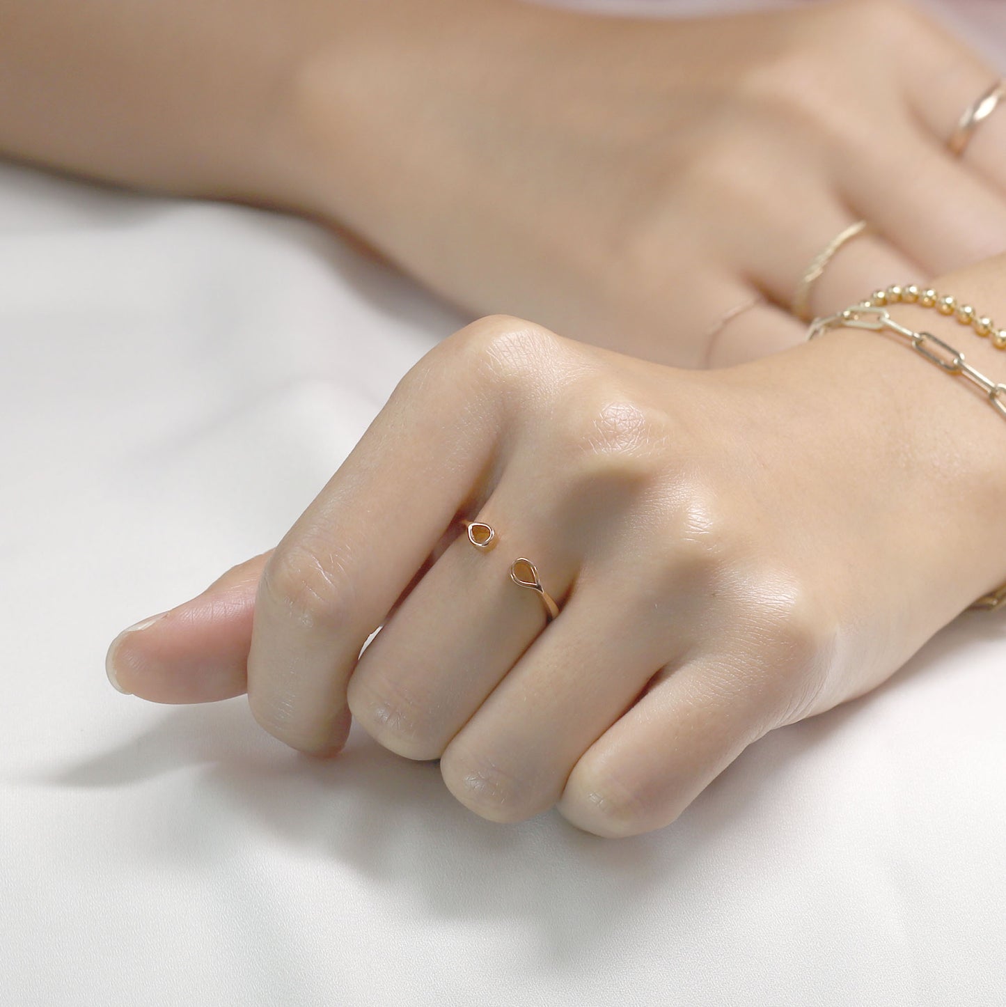 14K DOUBLE WATER DROP OPEN BAND