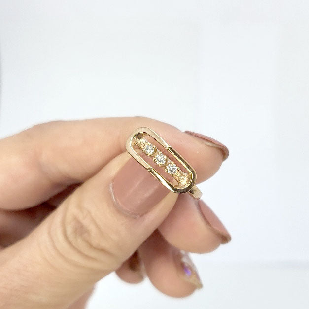 14K 3 DIAMOND OVAL POINT RING