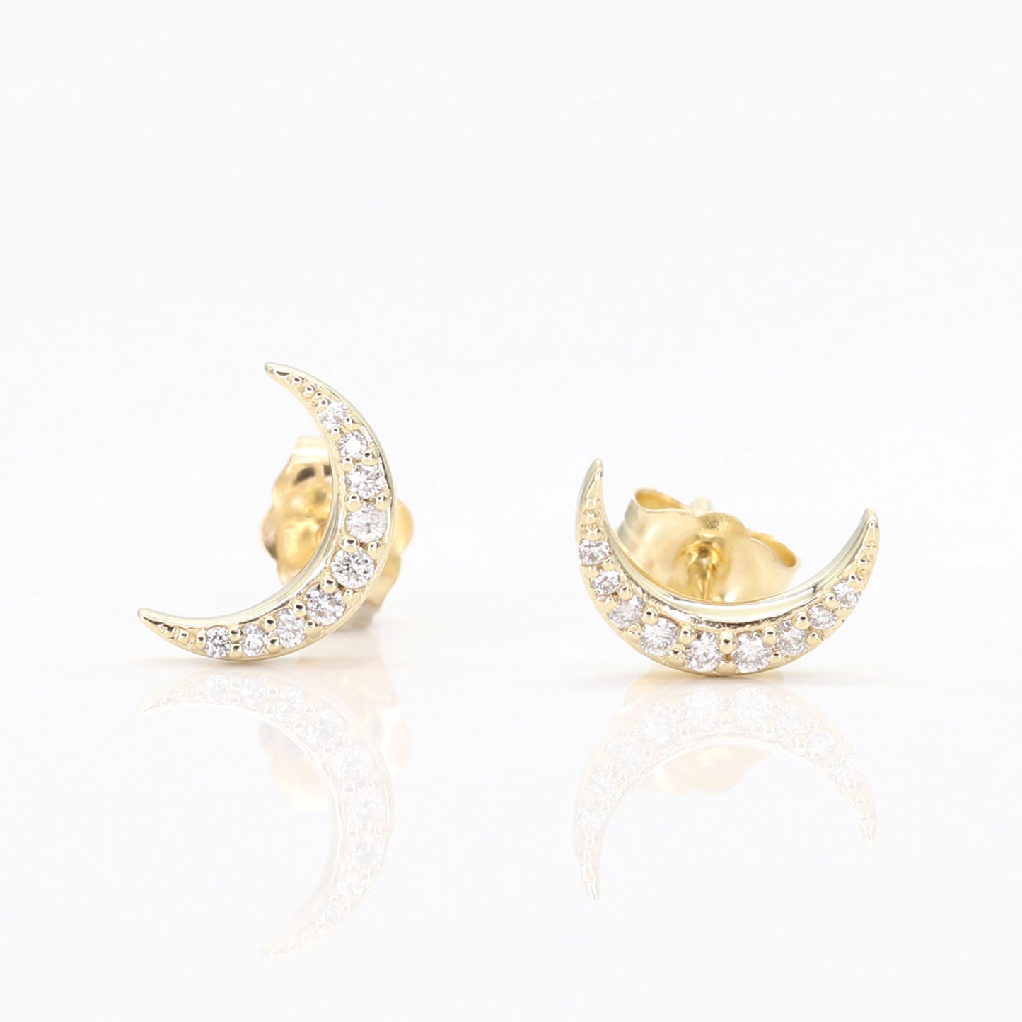 14K DIAMOND MOON EARRING
