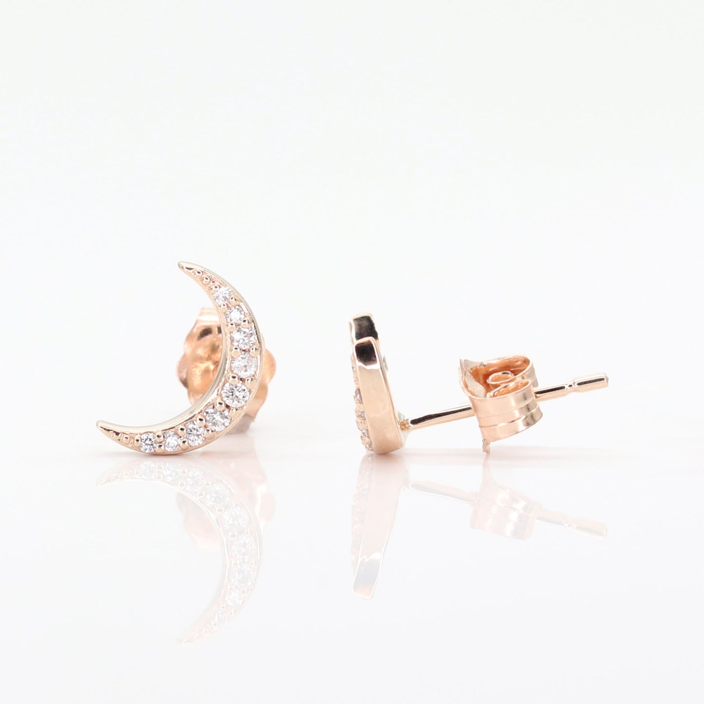 14K DIAMOND MOON EARRING