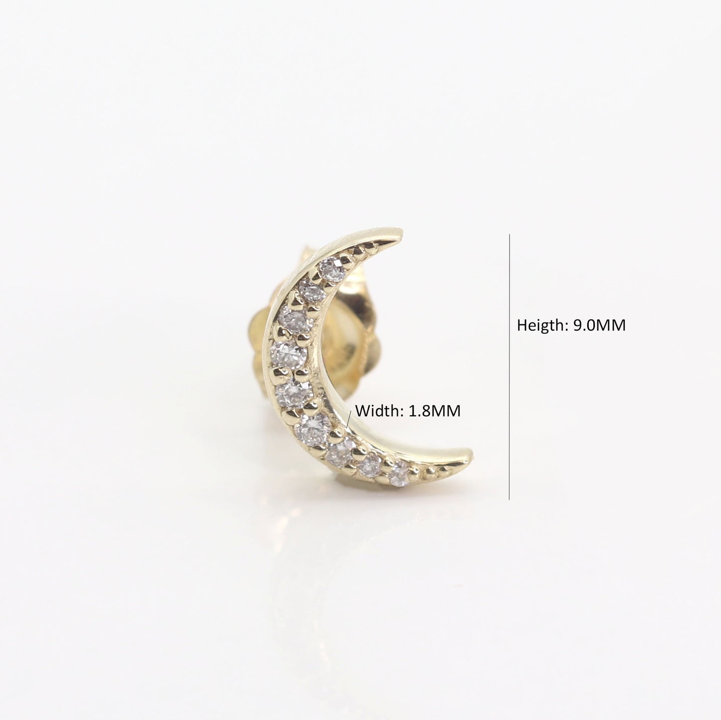 14K DIAMOND MOON EARRING