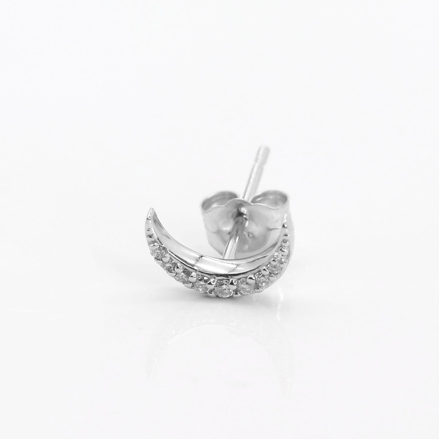 14K DIAMOND MOON EARRING