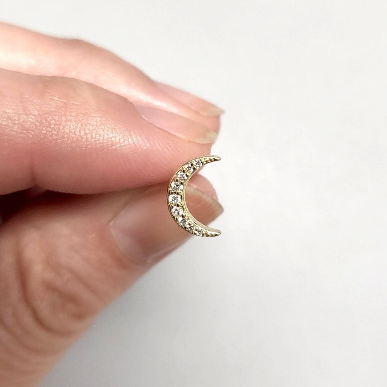 14K DIAMOND MOON EARRING