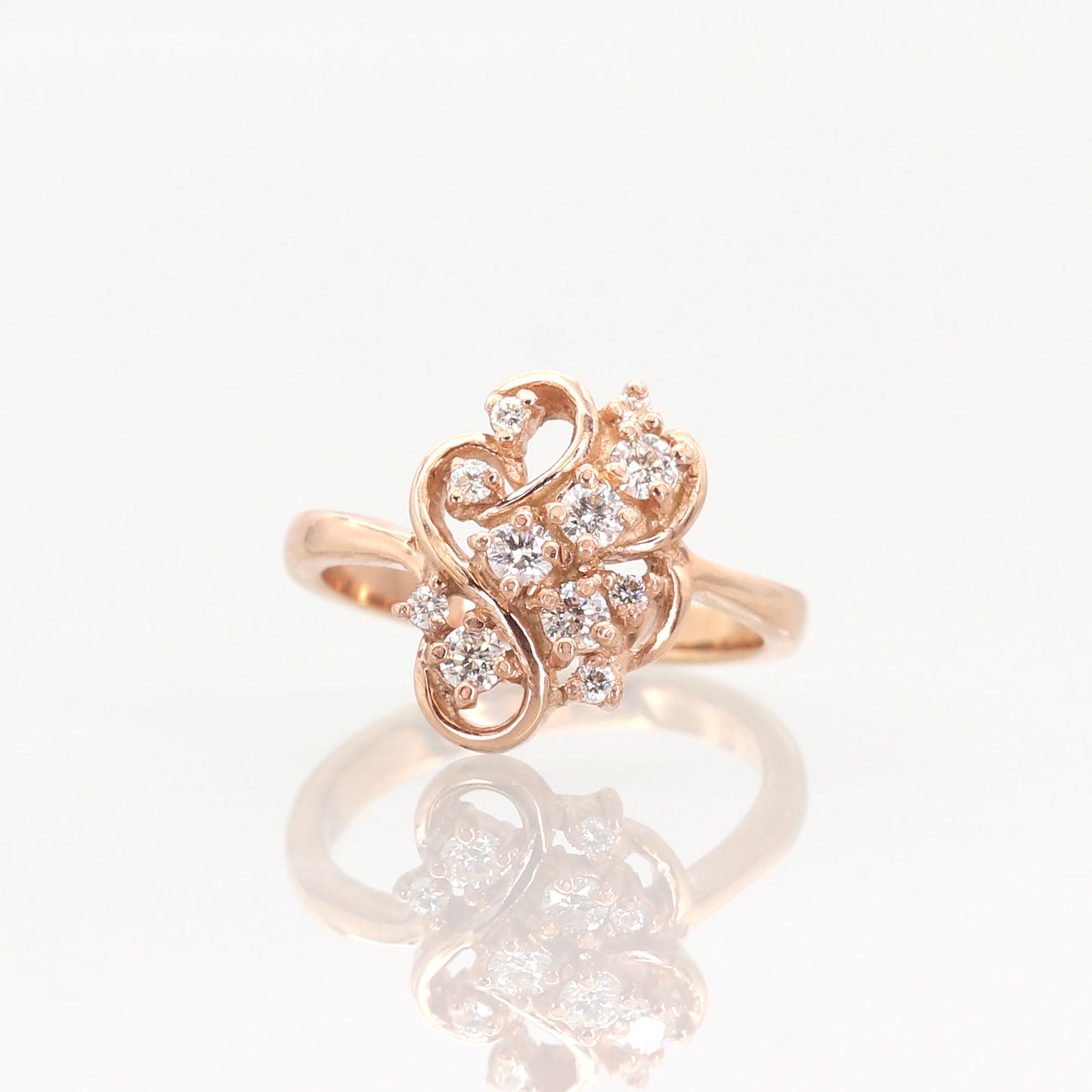 14K 0.39CT DIAMOND CLUSTER FREEFORM RING