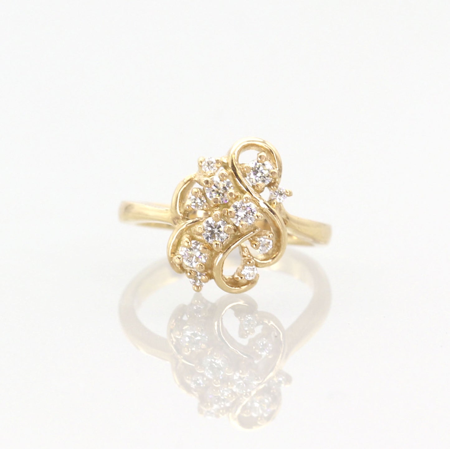 14K 0.39CT DIAMOND CLUSTER FREEFORM RING