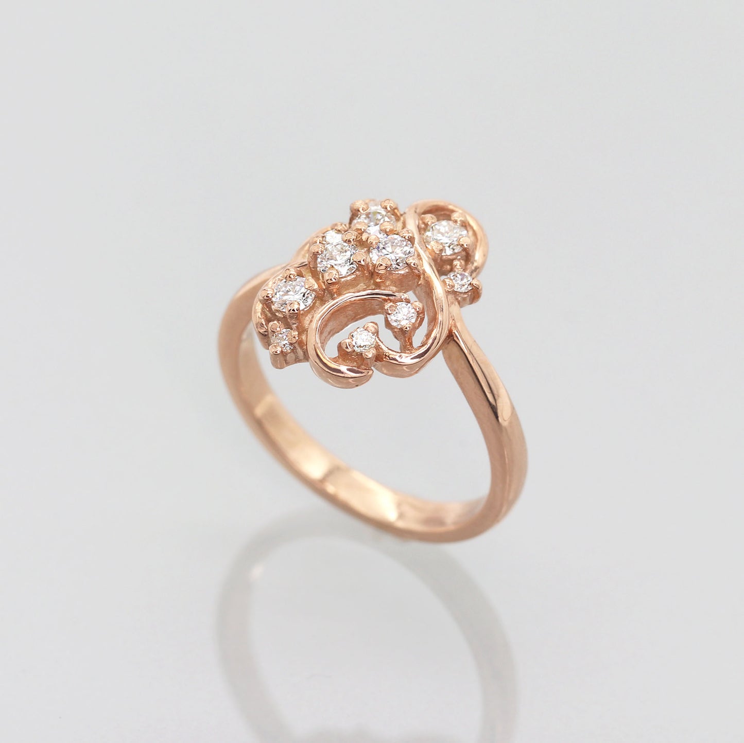 14K 0.39CT DIAMOND CLUSTER FREEFORM RING