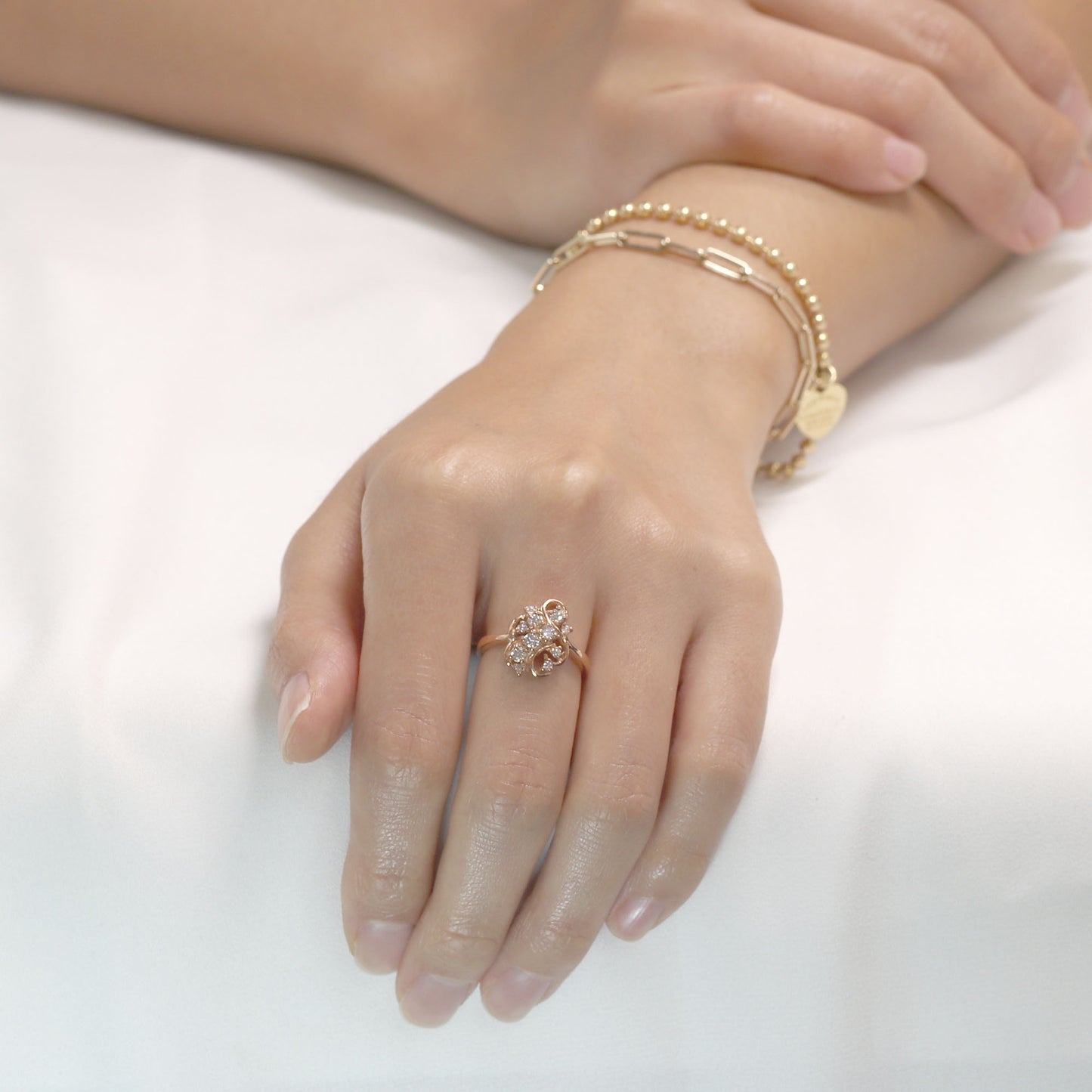 14K 0.39CT DIAMOND CLUSTER FREEFORM RING