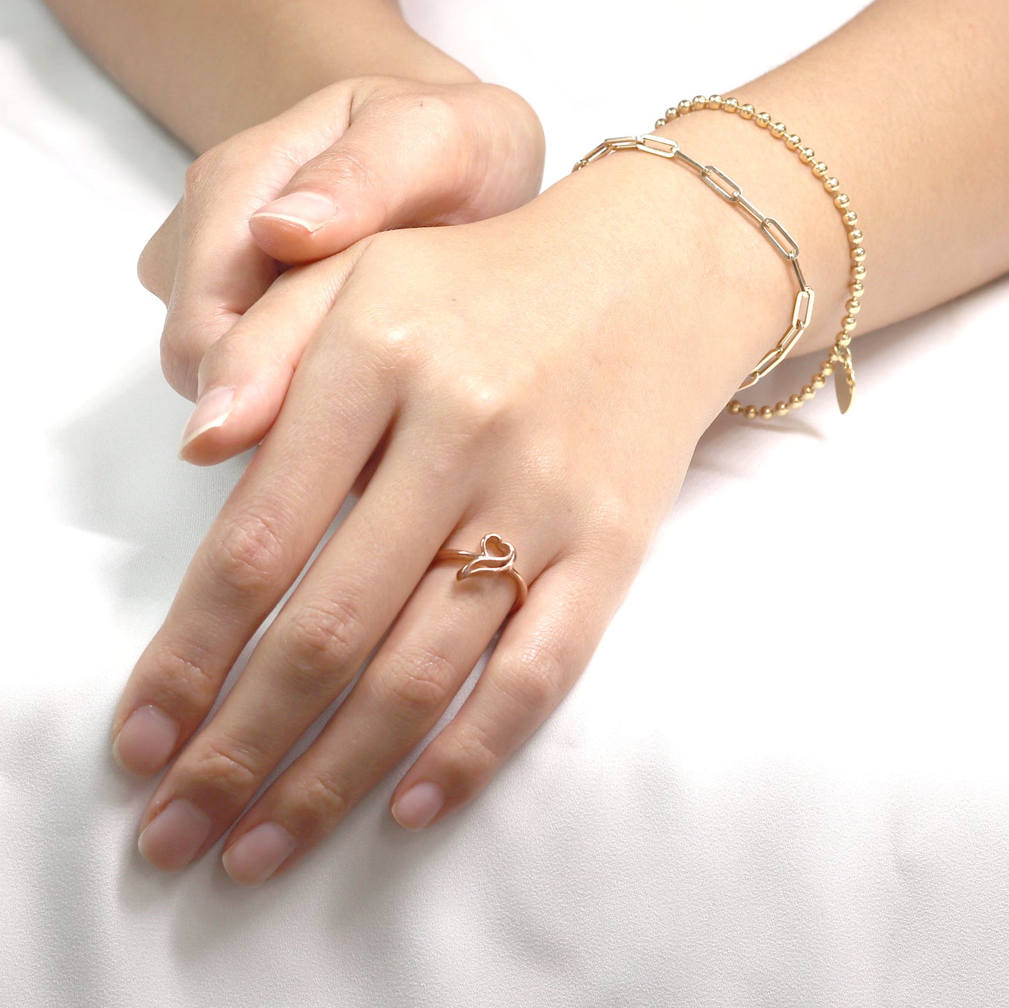 14K HEART LEAF BAND