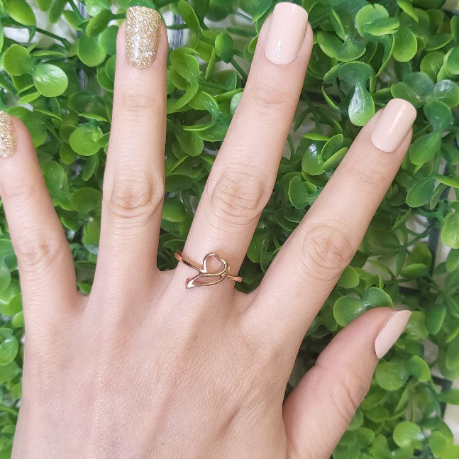 14K HEART LEAF BAND