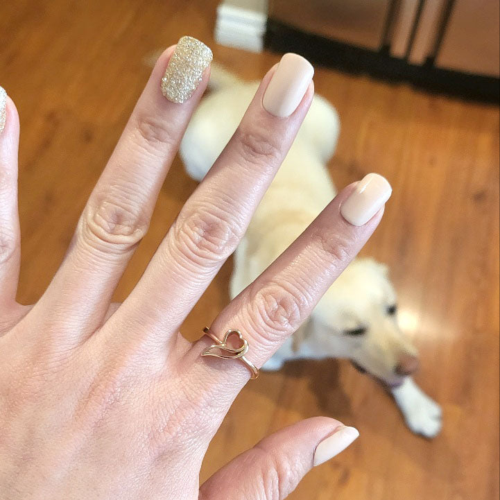14K HEART LEAF BAND