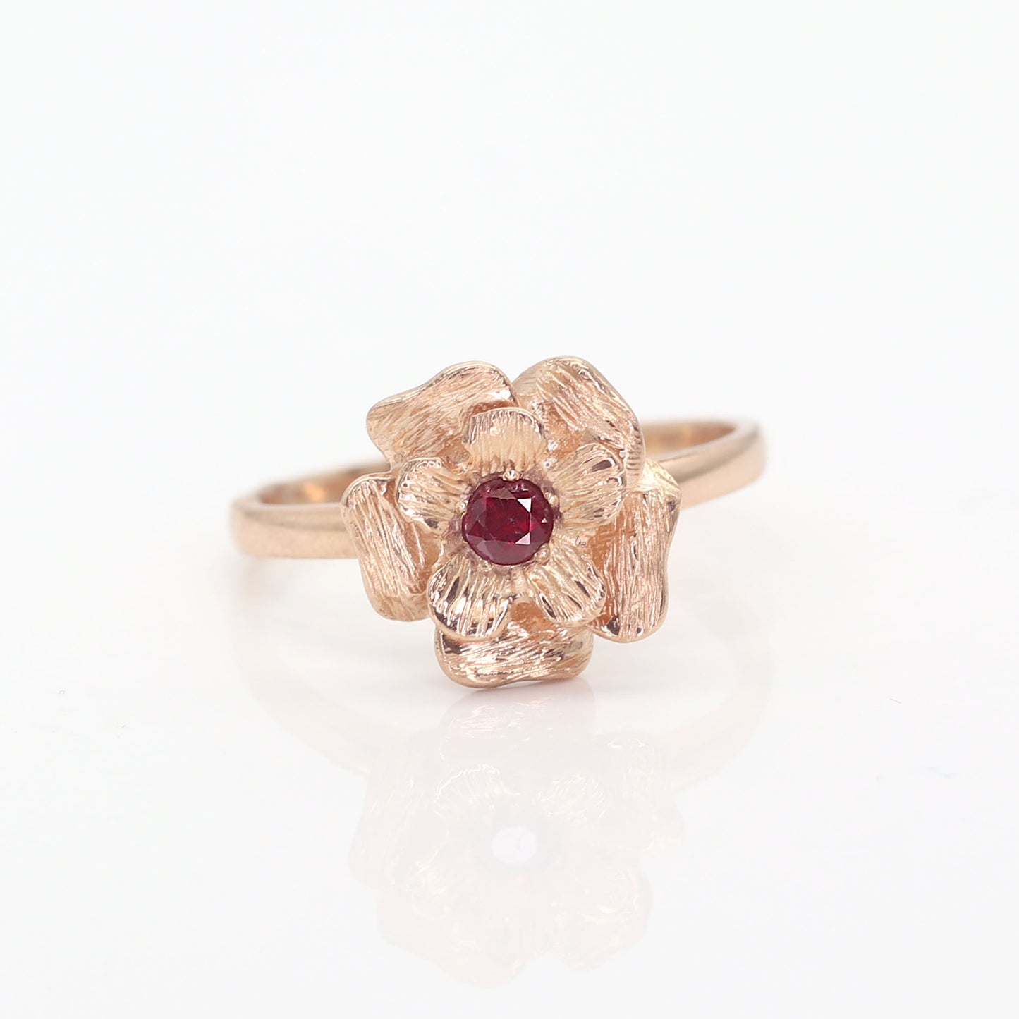 14K RUBY FLOWER RING
