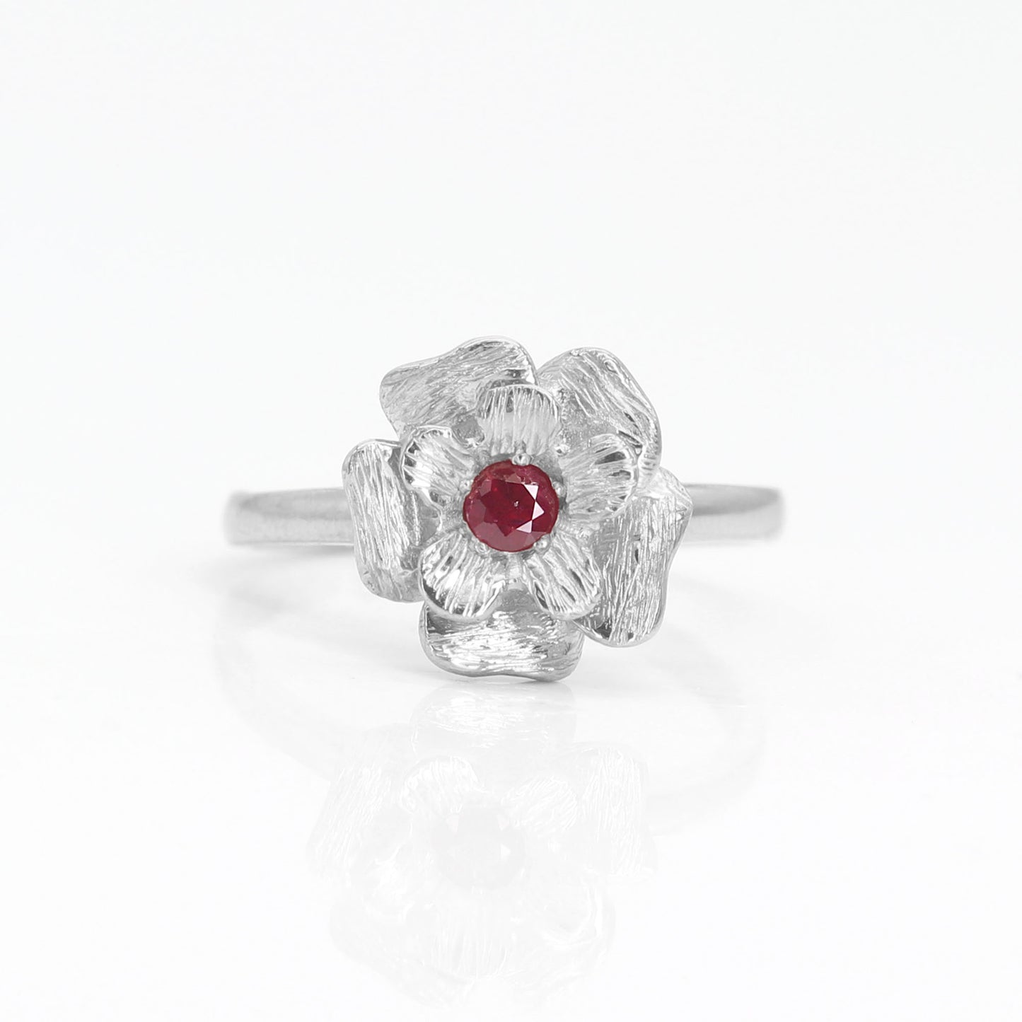 14K RUBY FLOWER RING