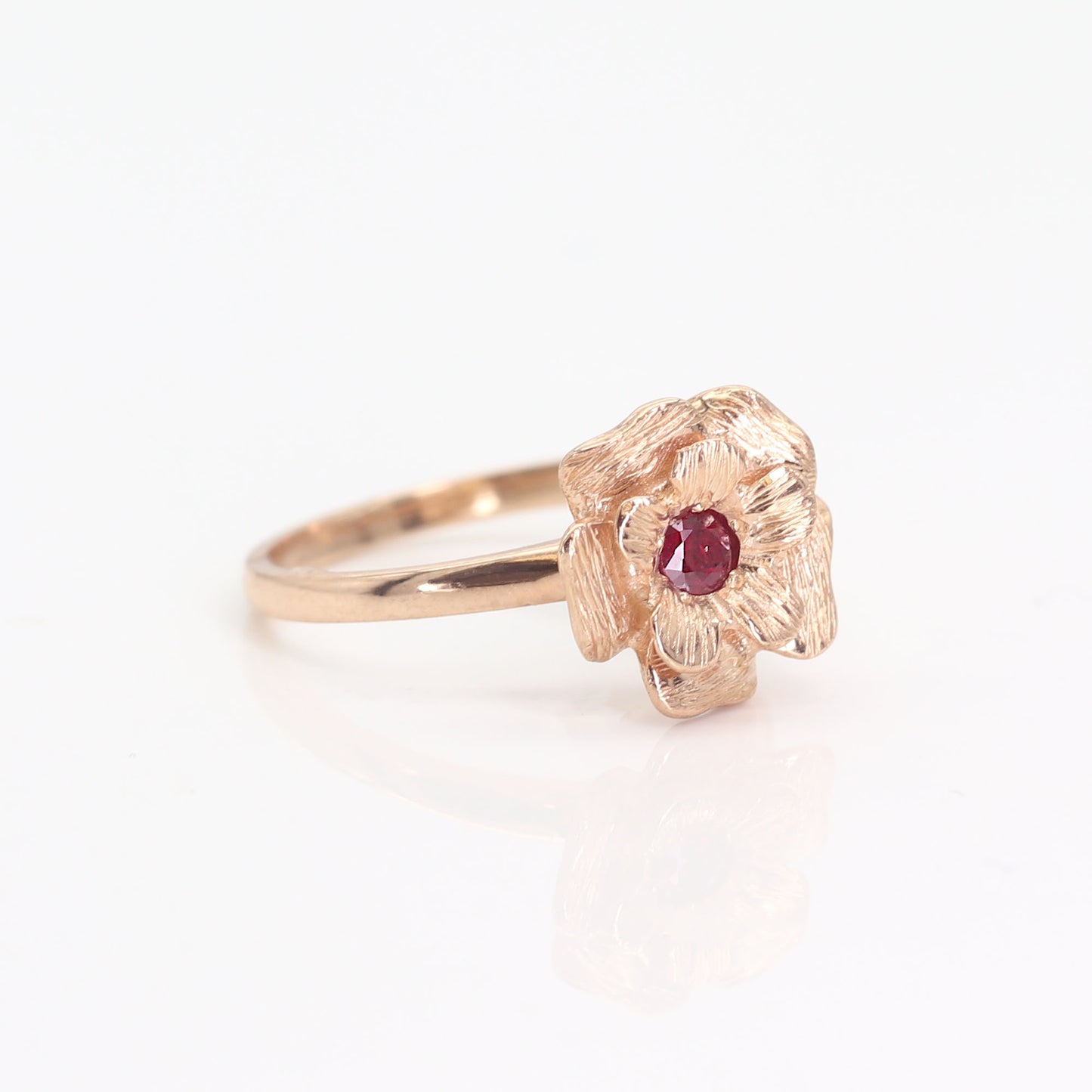 14K RUBY FLOWER RING