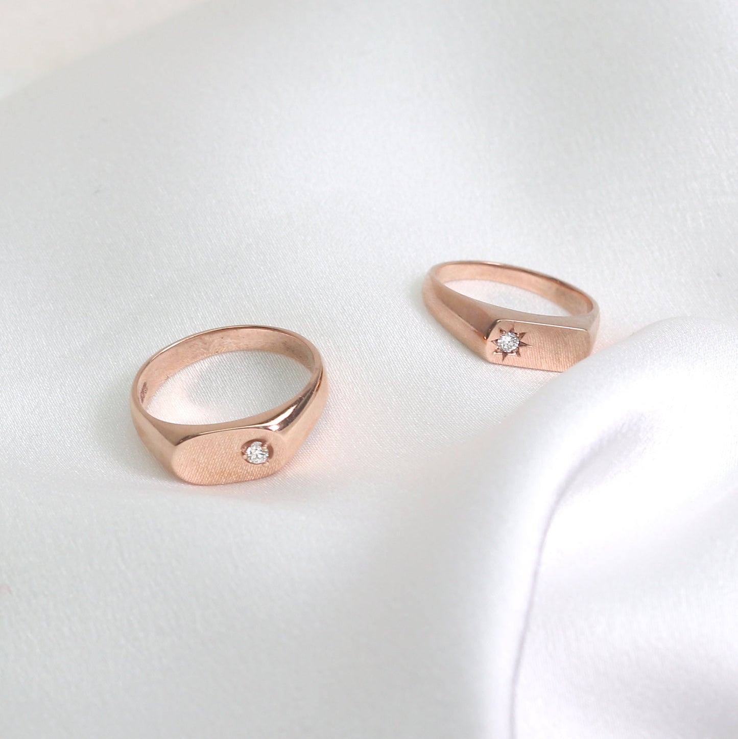 14K DIAMOND SIGNET BAND