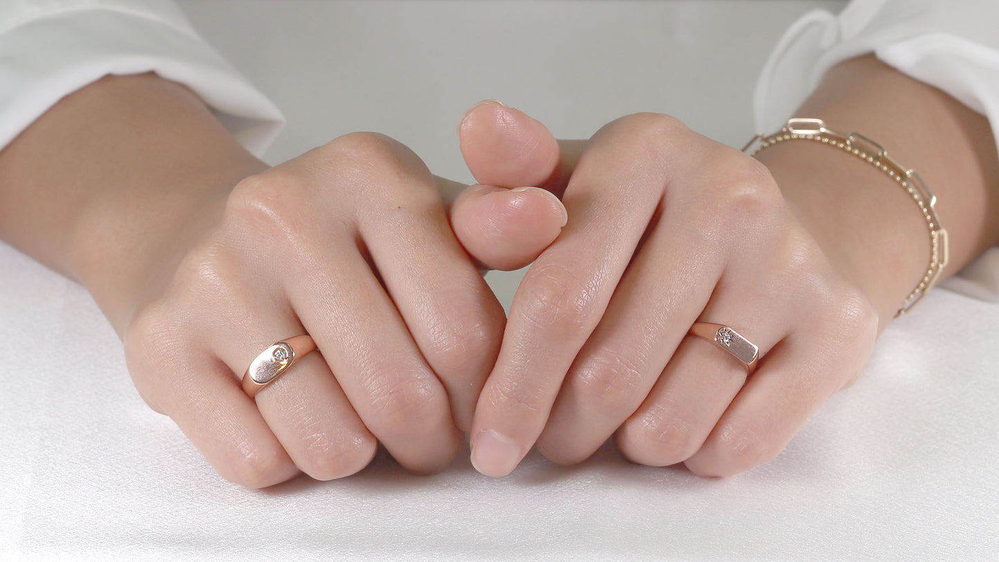 14K DIAMOND SIGNET BAND