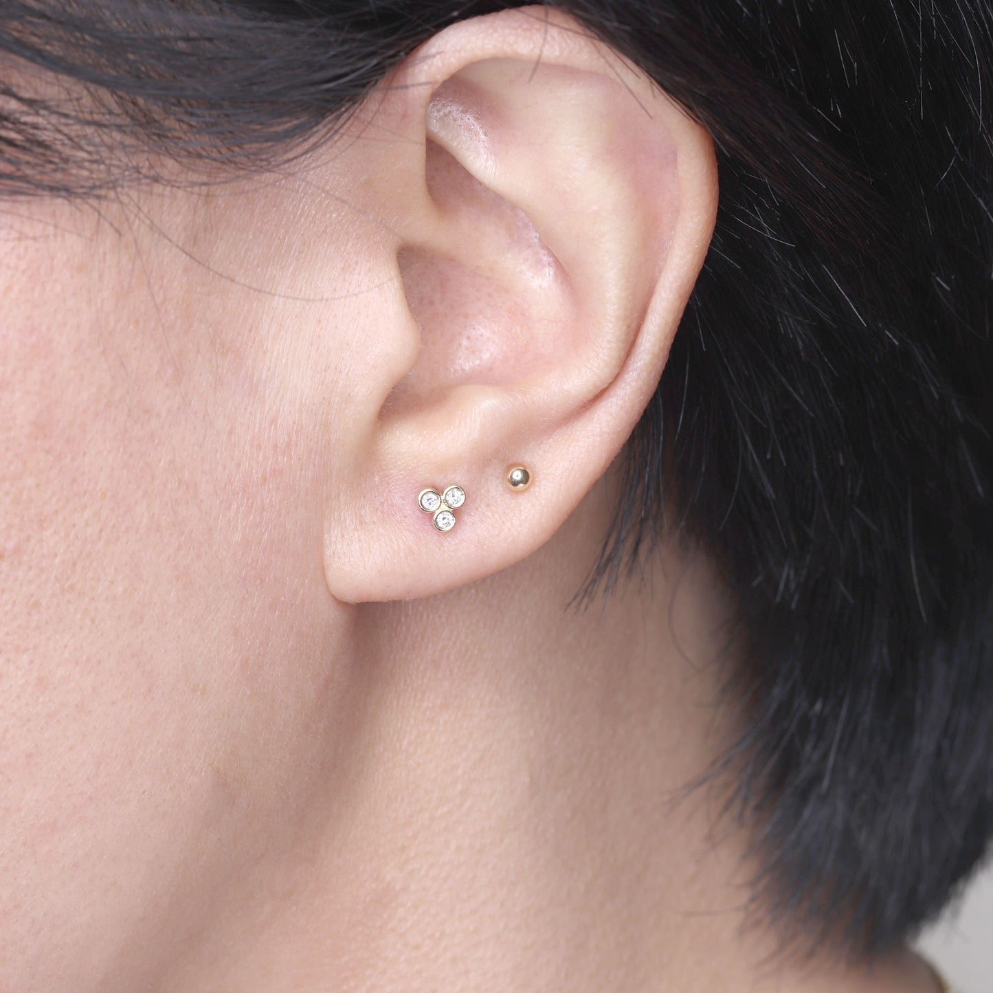 14K DIAMOND BEZEL TINY STUD EARRING