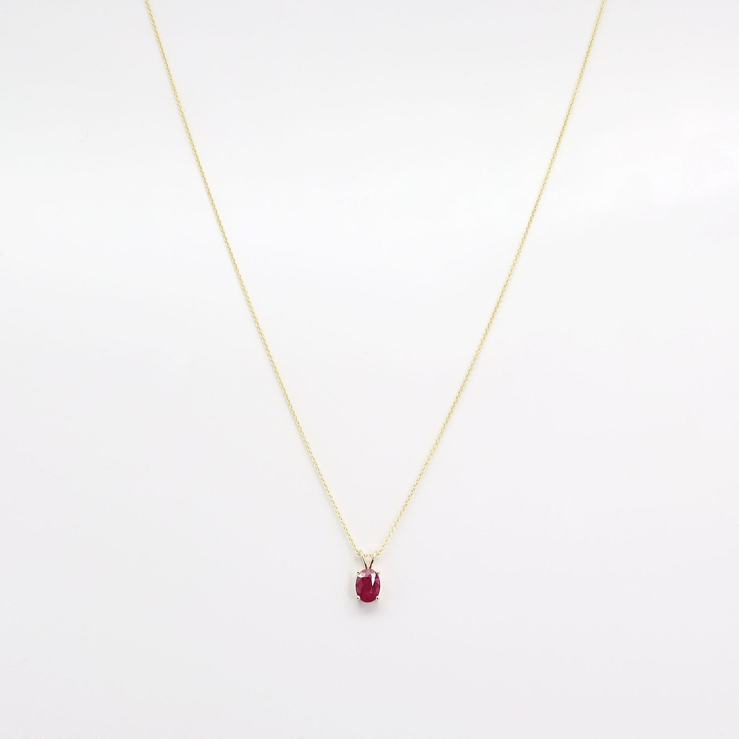 14K OVAL RUBY SOLITAIRE NECKLACE